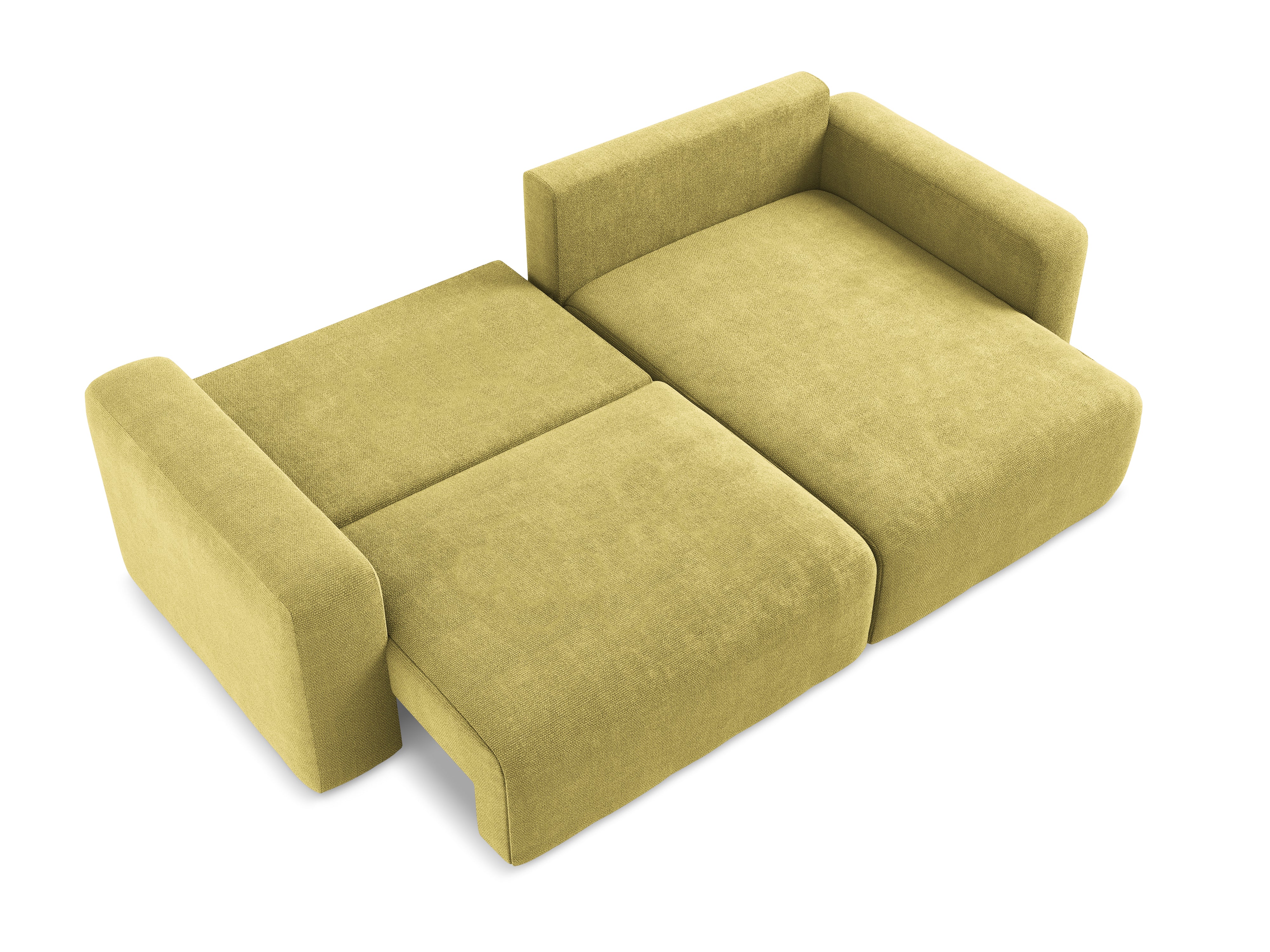 Rechtsseitige Schlafcouch KONA in limettengrünem Chenille