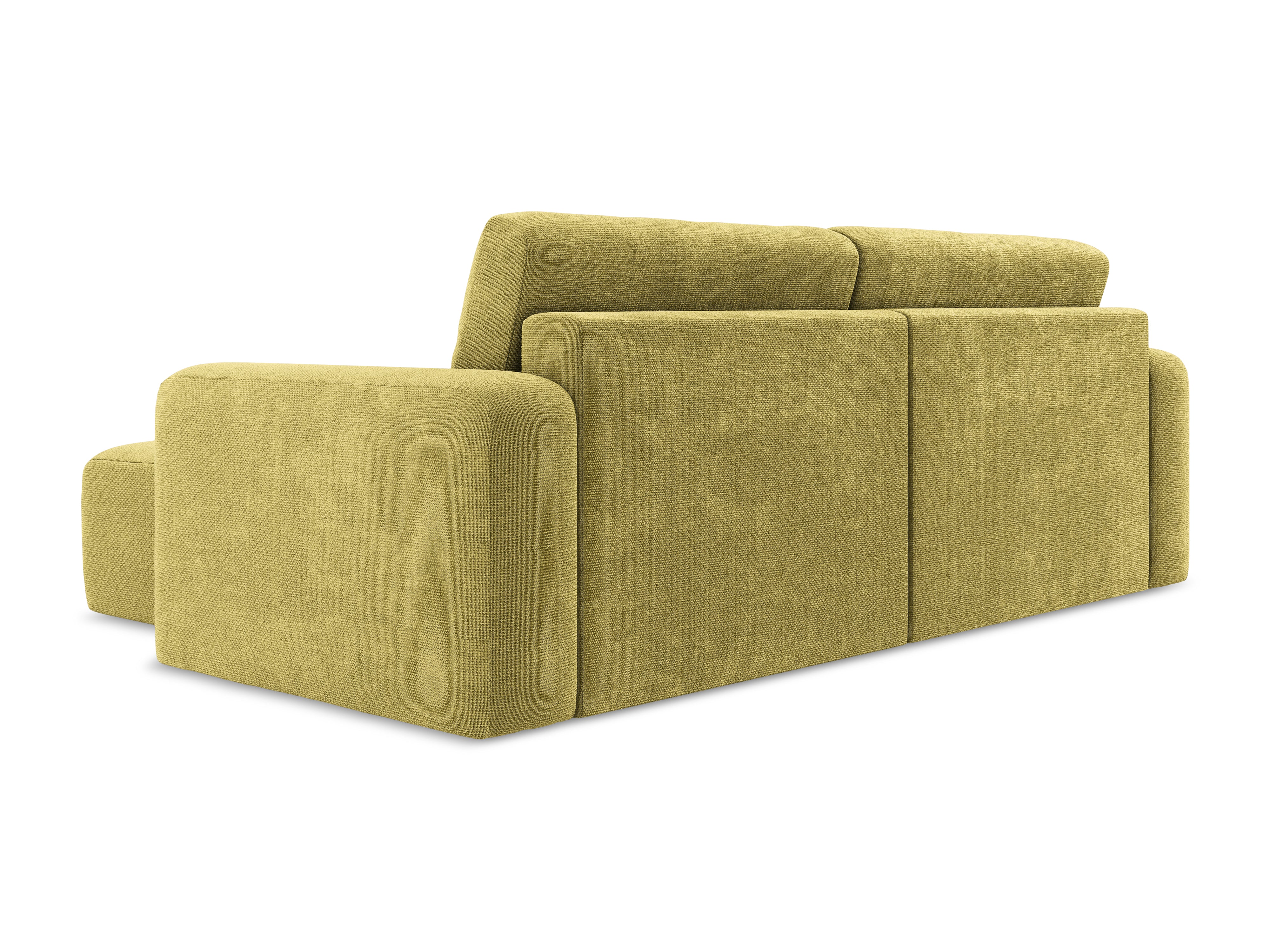 Rechtsseitige Schlafcouch KONA in limettengrünem Chenille