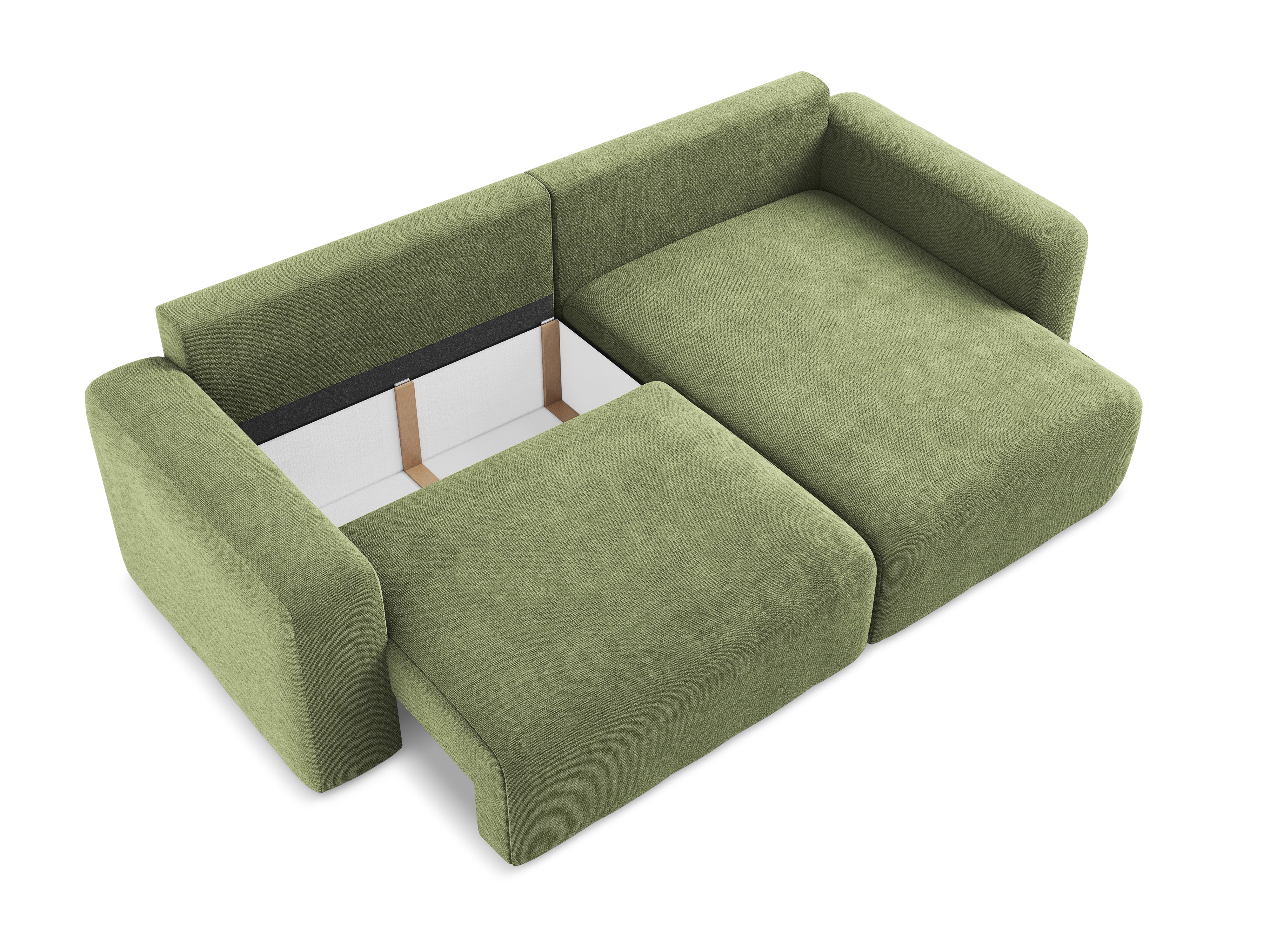 Right-facing corner sofa bed KONA green chenille