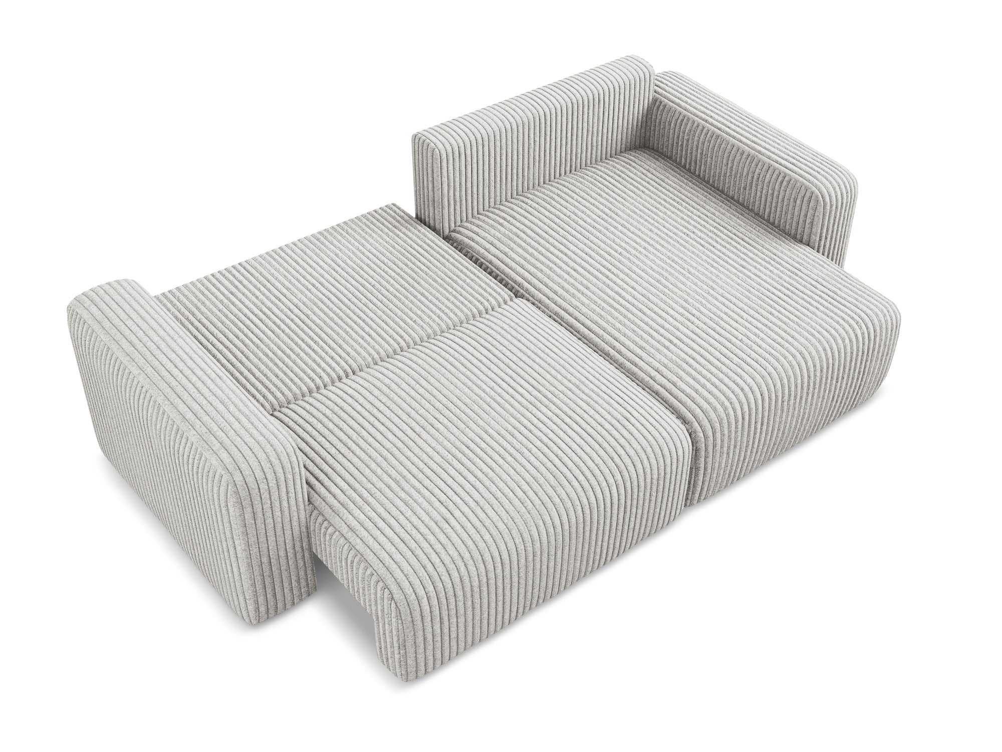 Right-facing corner sofa bed KONA light gray corduroy