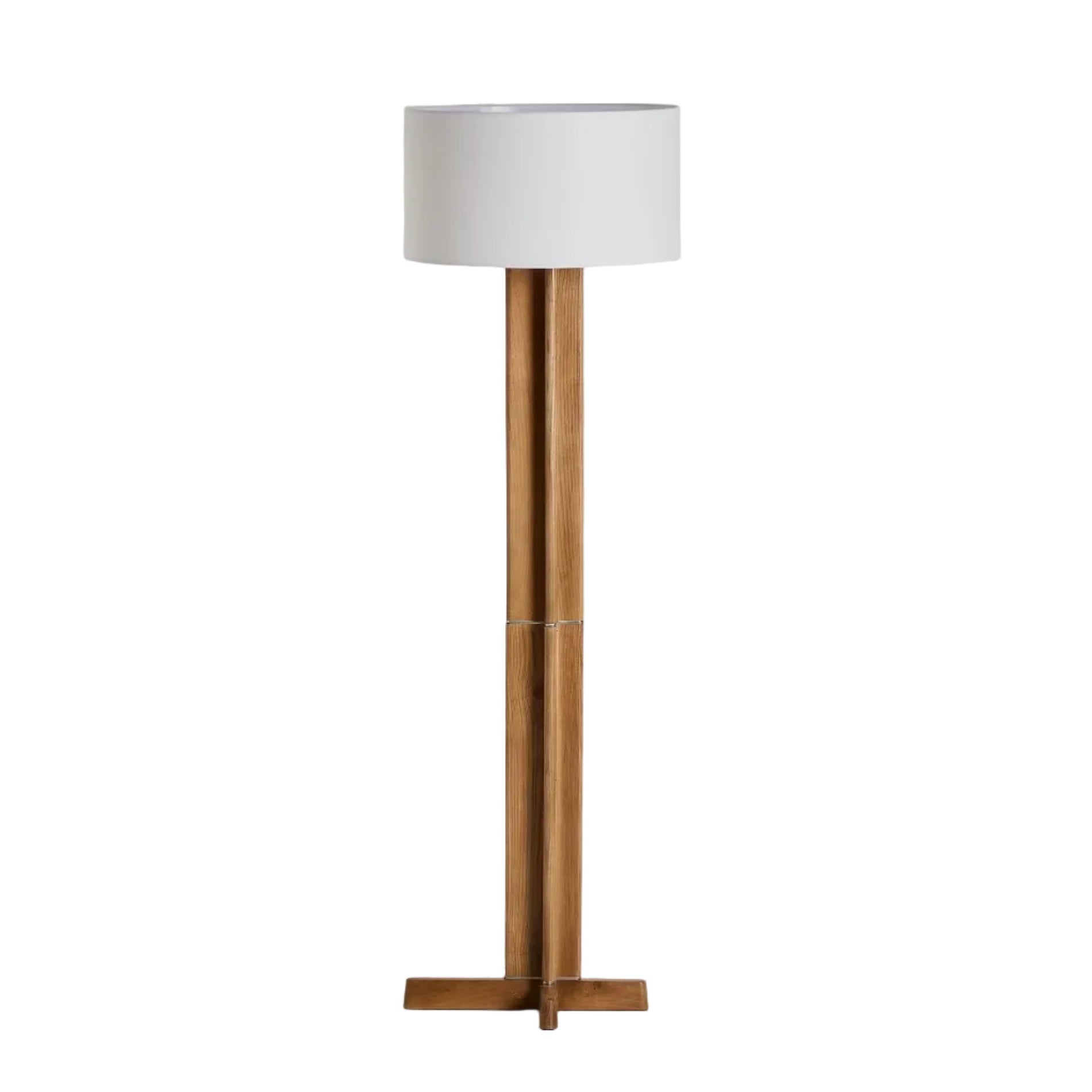 NIANI Gray Floor Lamp with Wooden Base
