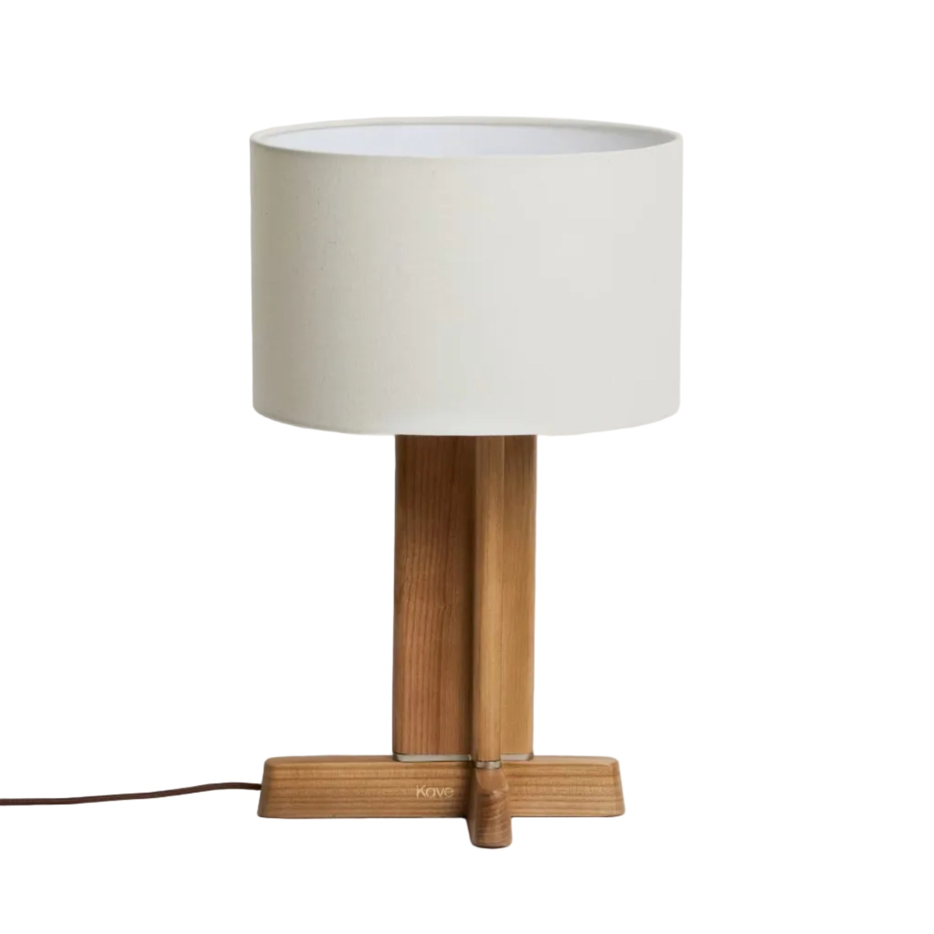 Lampa stołowa NIANI szary z drewnianą podstawą – Kave Home