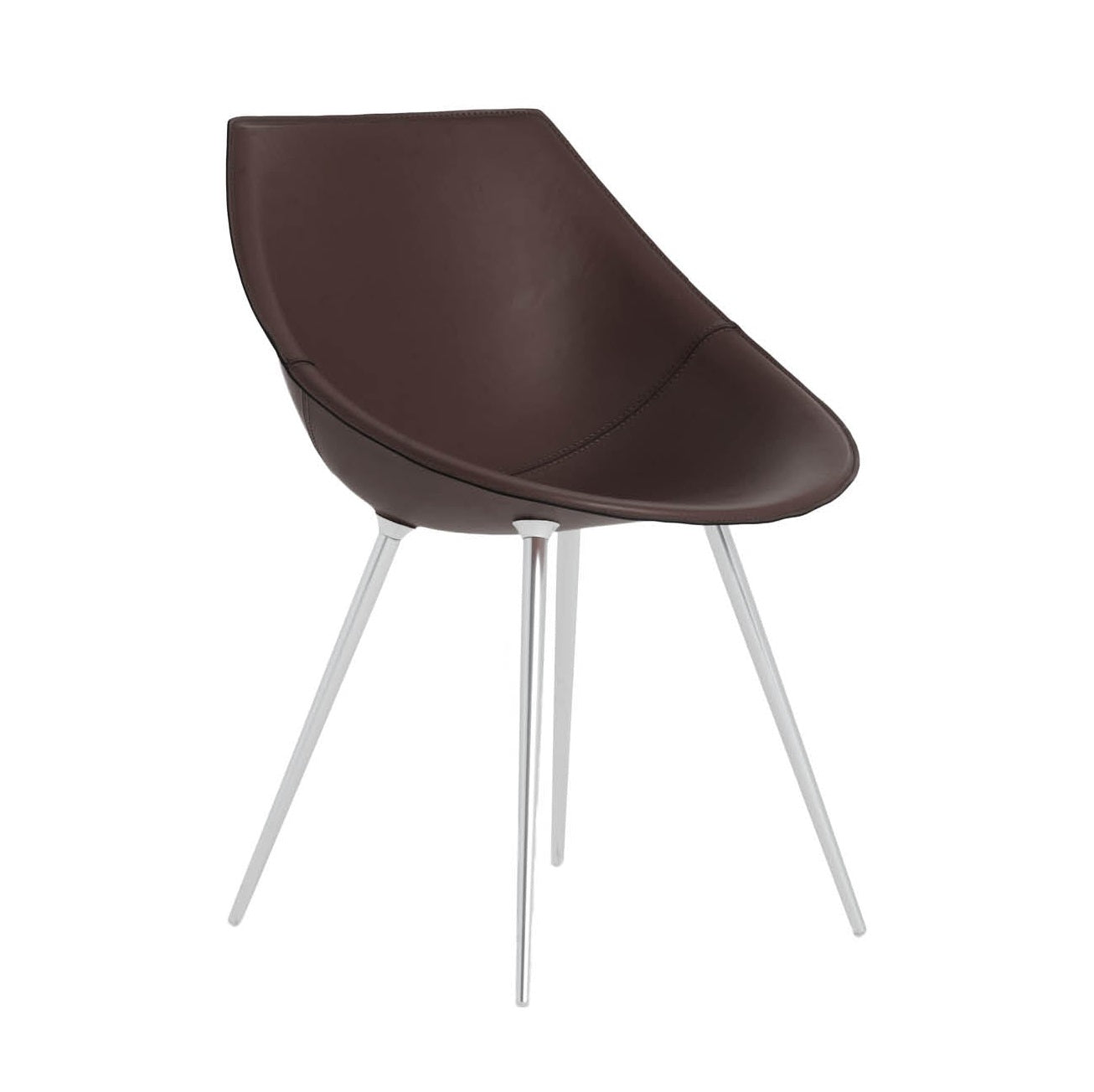 Chair lagò brown leather with an aluminum base