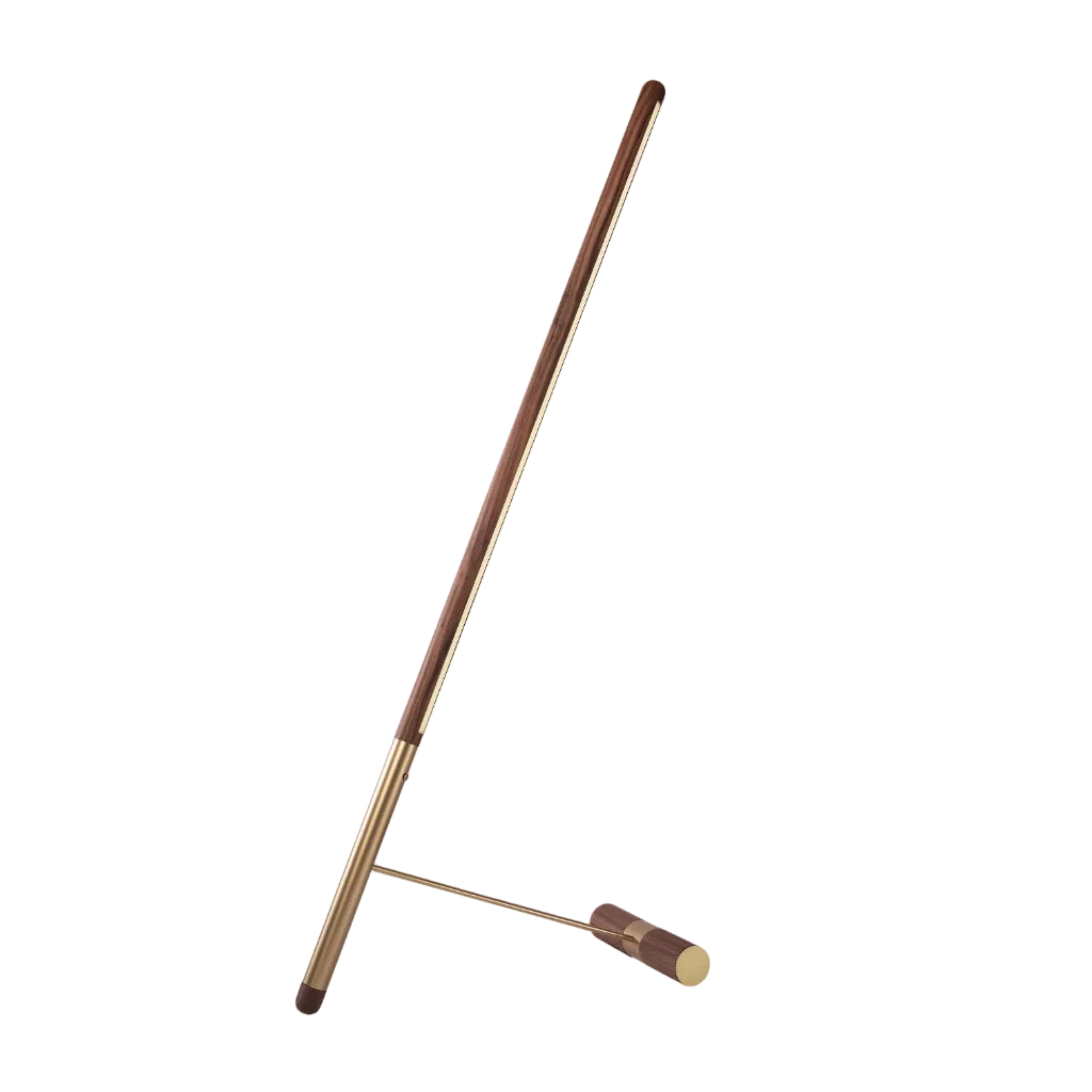 Stehlampe LINEA D Nussbaum mit messingfarbener Oberfläche