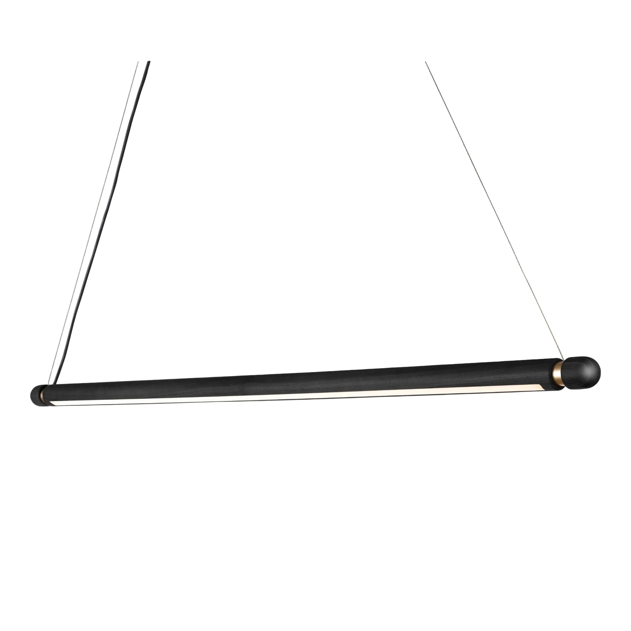 Pendelleuchte LINEA H aus schwarzem Eschenholz mit messingfarbener Oberfläche