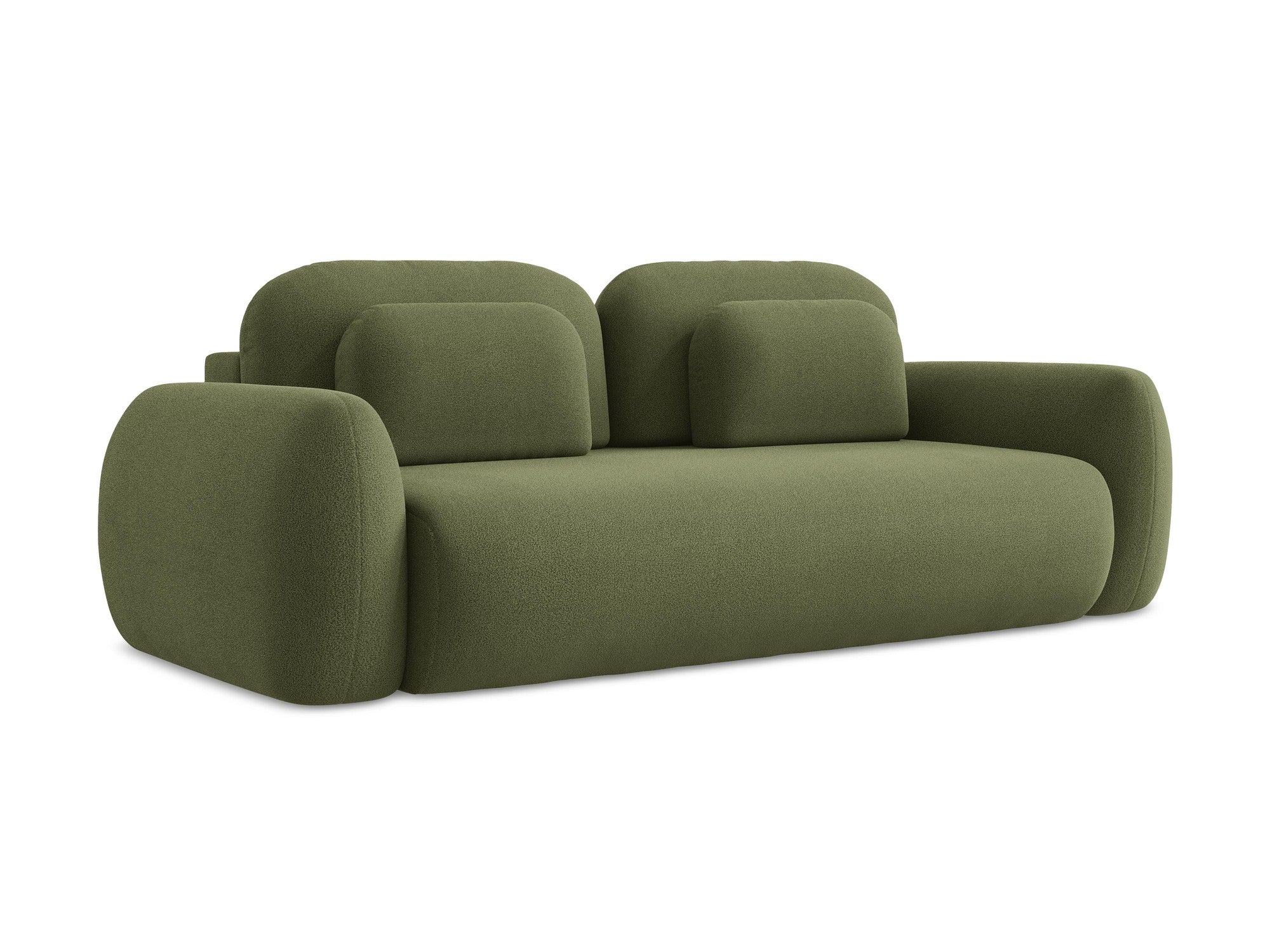 Sofa für 3 Personen mit Schlaf-Funktion LOHI in grünem Boucle