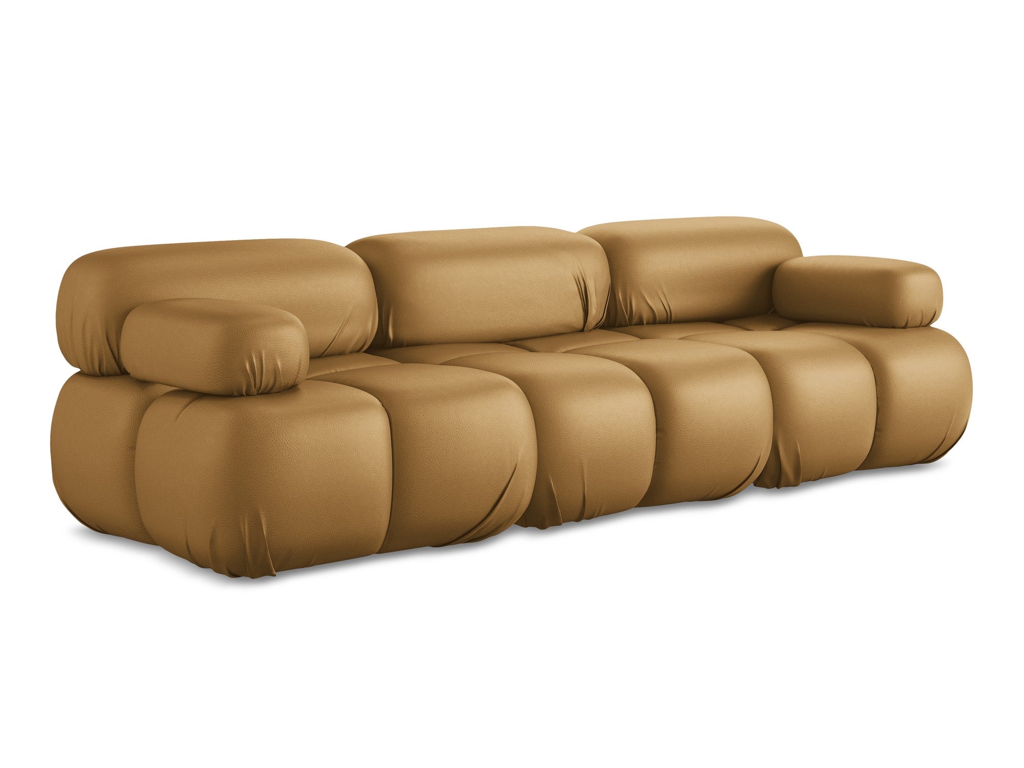 3-seater modular sofa LOKUA in caramel eco-leather