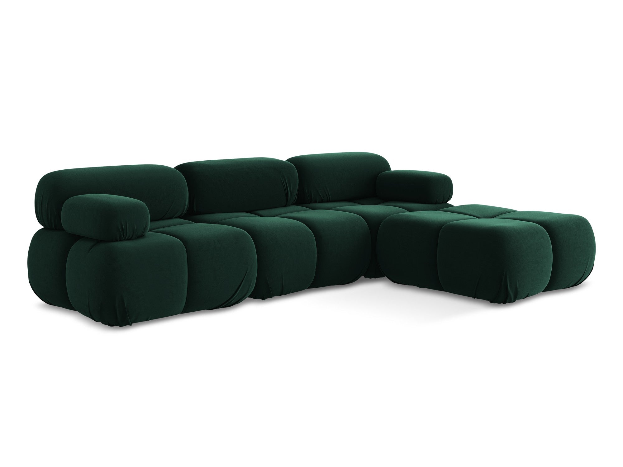 Modularer Samt-Ecksofa LOKUA in Flaschengrün