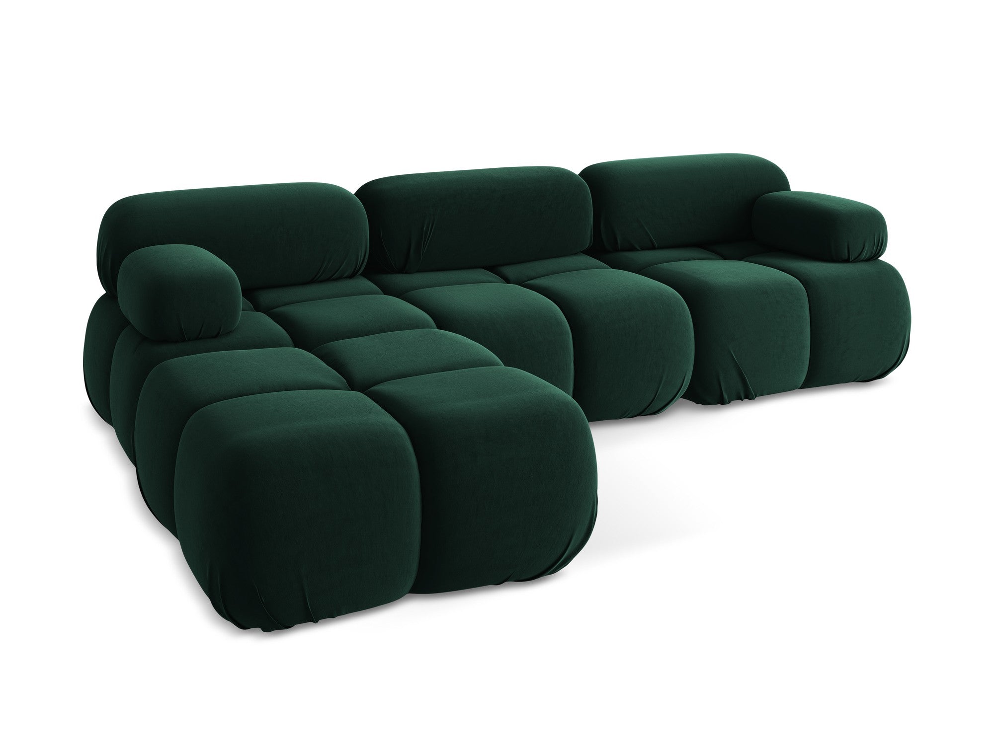 Modularer Samt-Ecksofa LOKUA in Flaschengrün