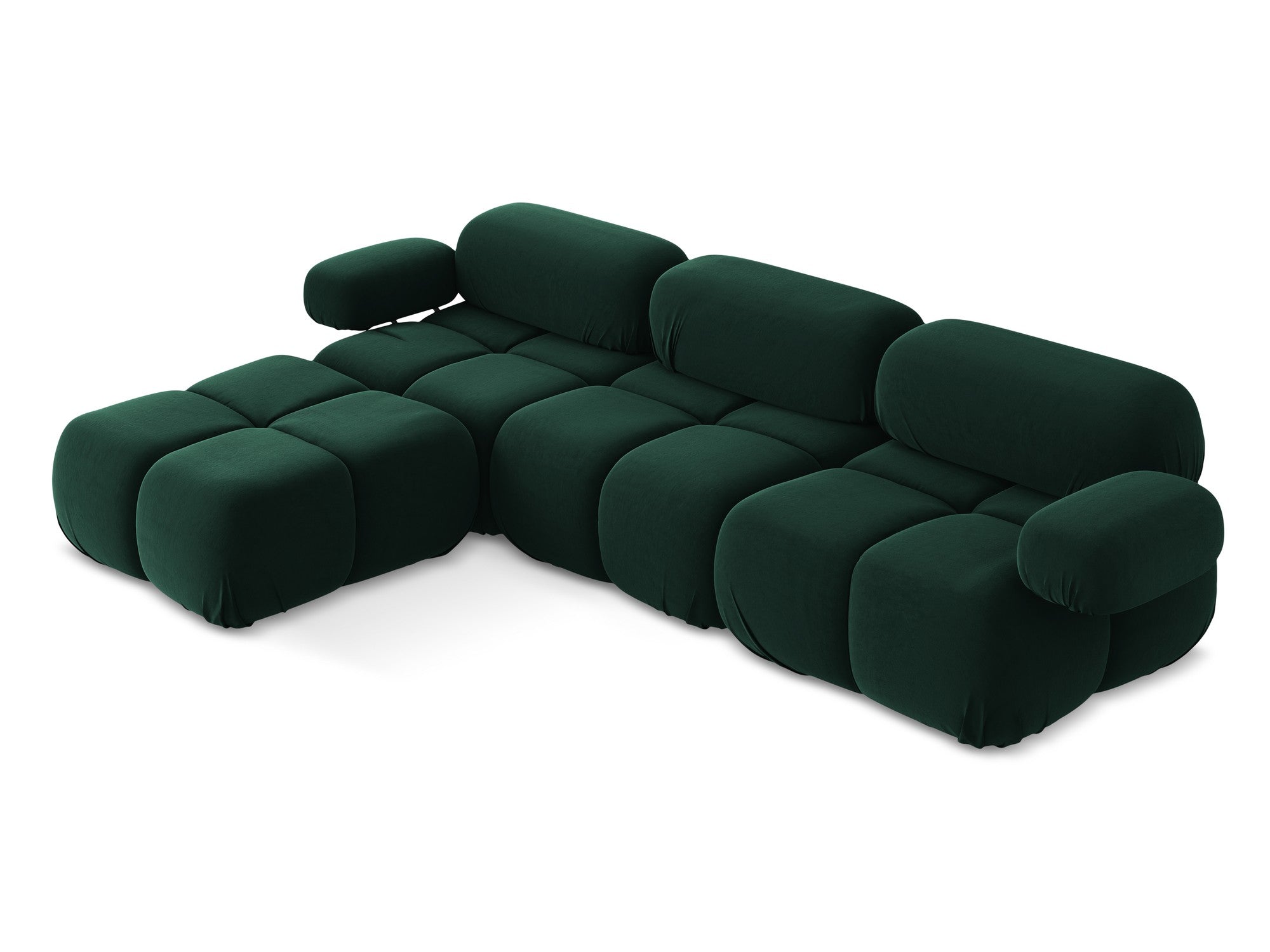 Modularer Samt-Ecksofa LOKUA in Flaschengrün