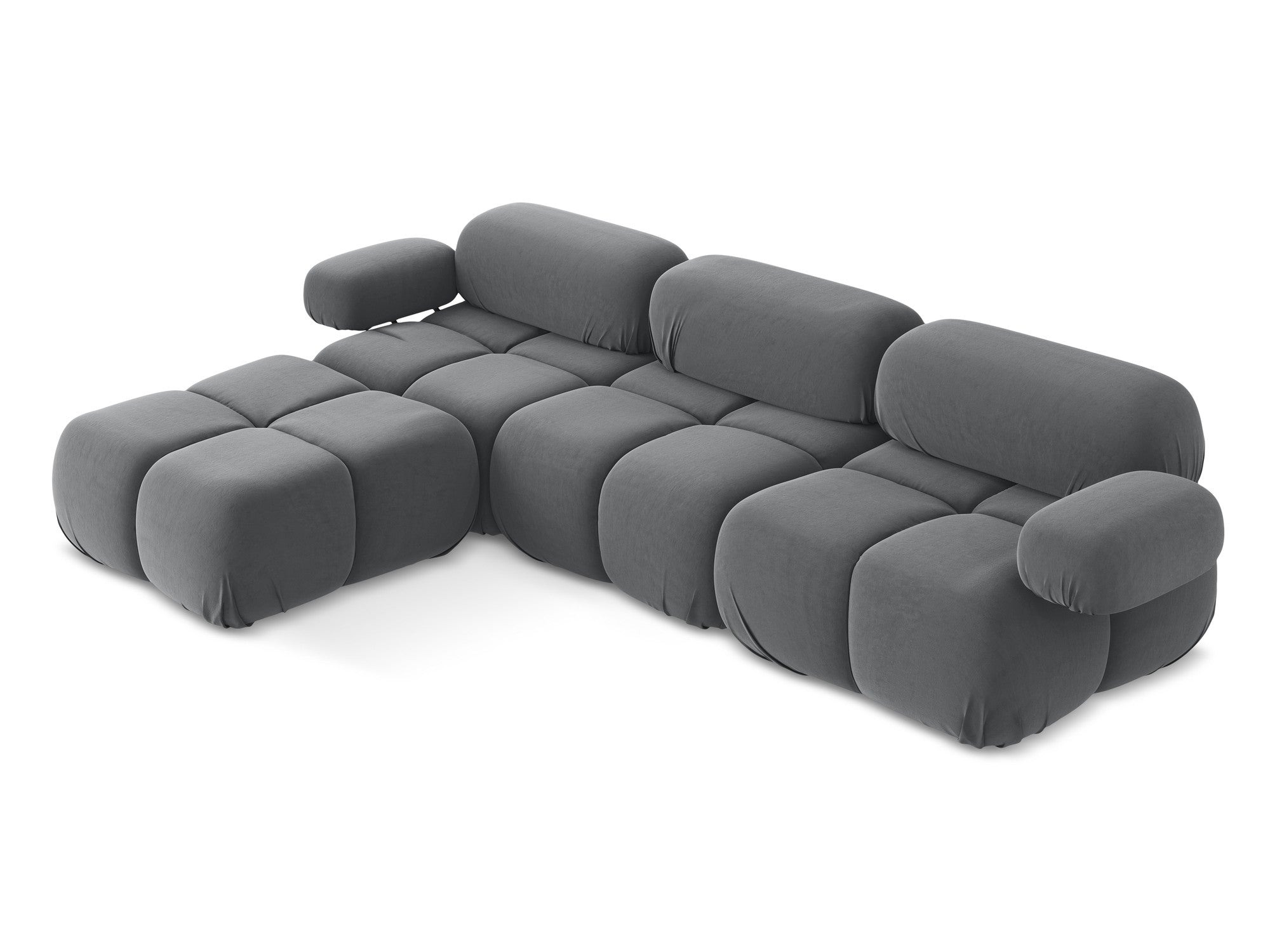 Universal velvet modular corner sofa LOKUA in steel gray