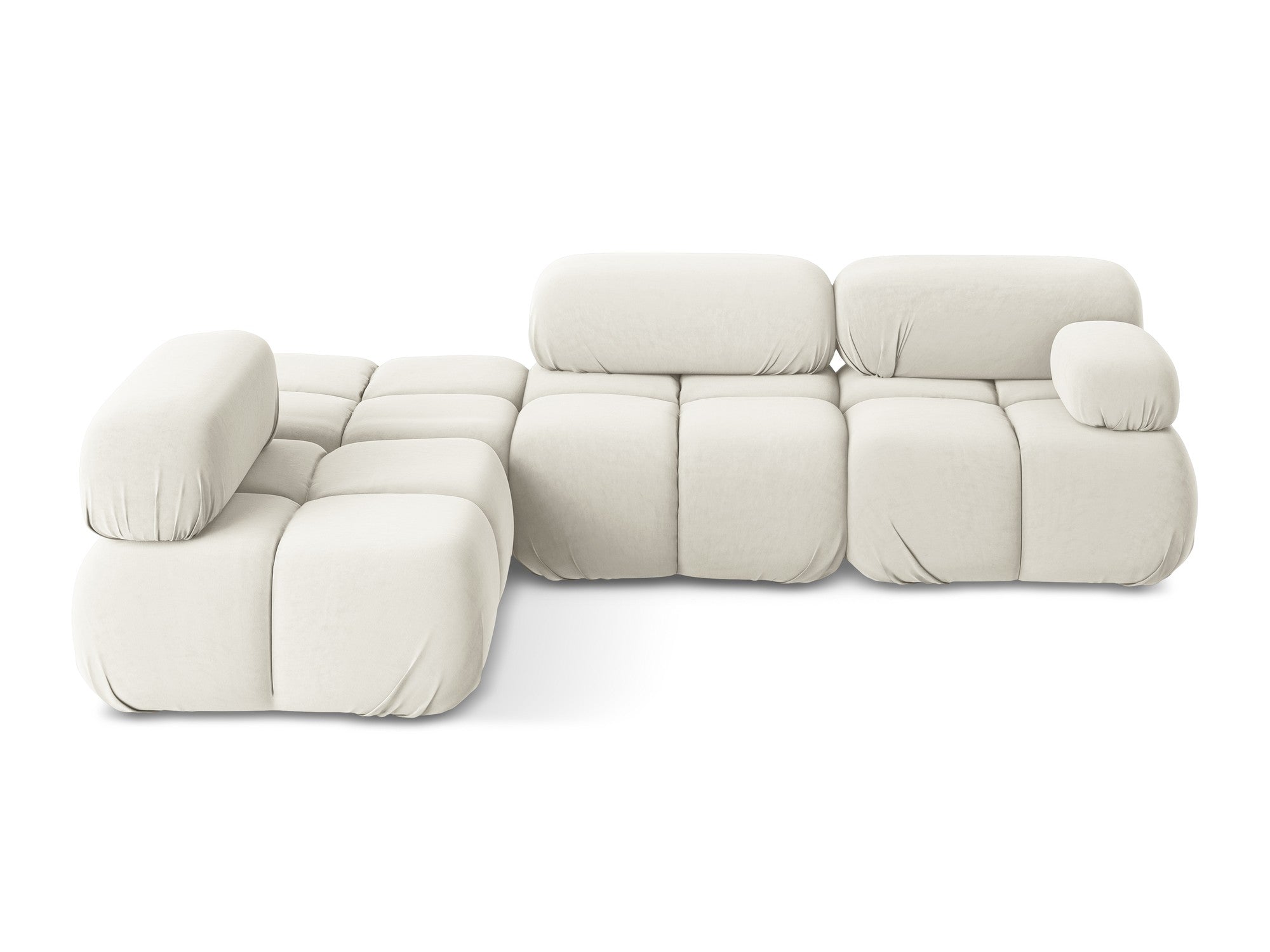 Left-sided modular velvet corner sofa LOKUA light beige