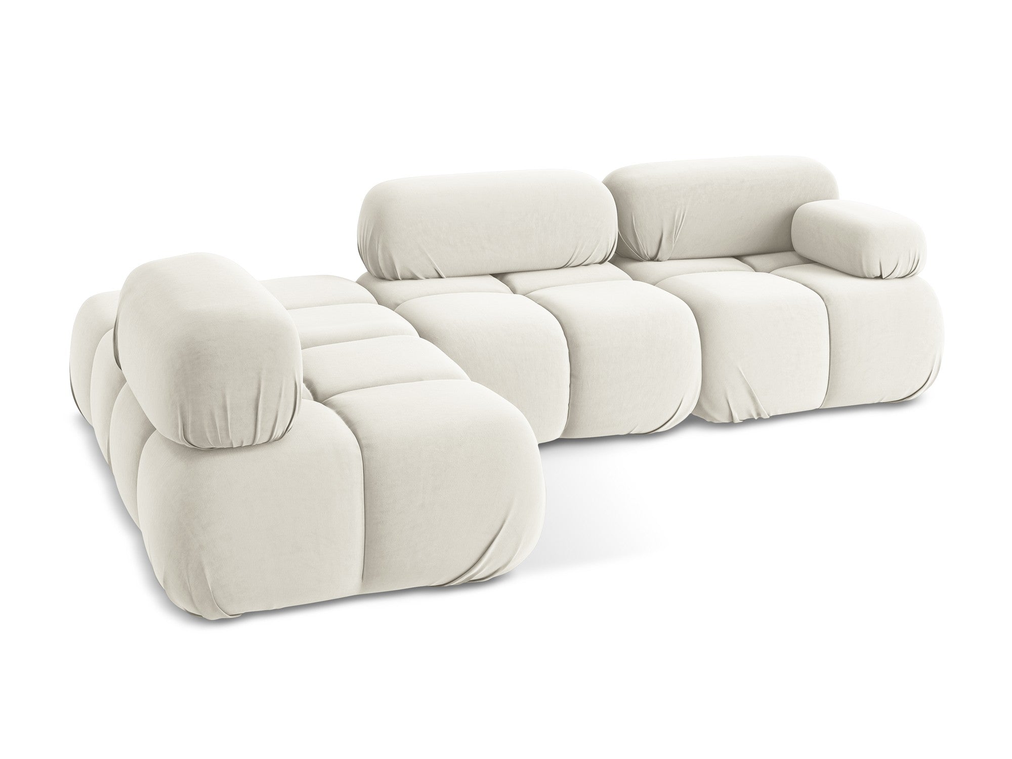 Left-sided modular velvet corner sofa LOKUA light beige