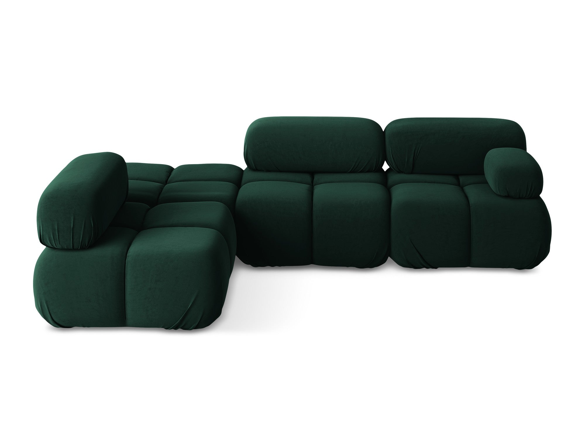 Modularer Samt-Ecksofa links LOKUA in Flaschengrün