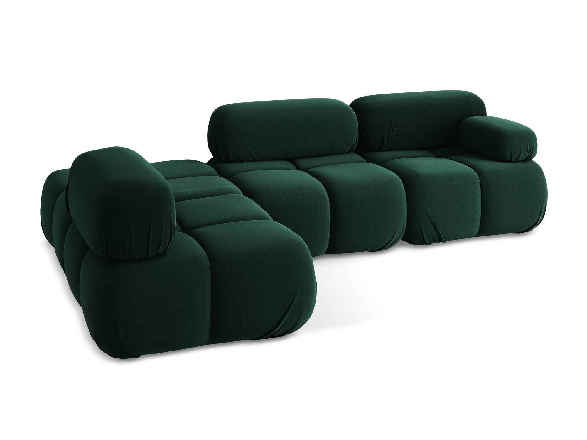 Modularer Samt-Ecksofa links LOKUA in Flaschengrün