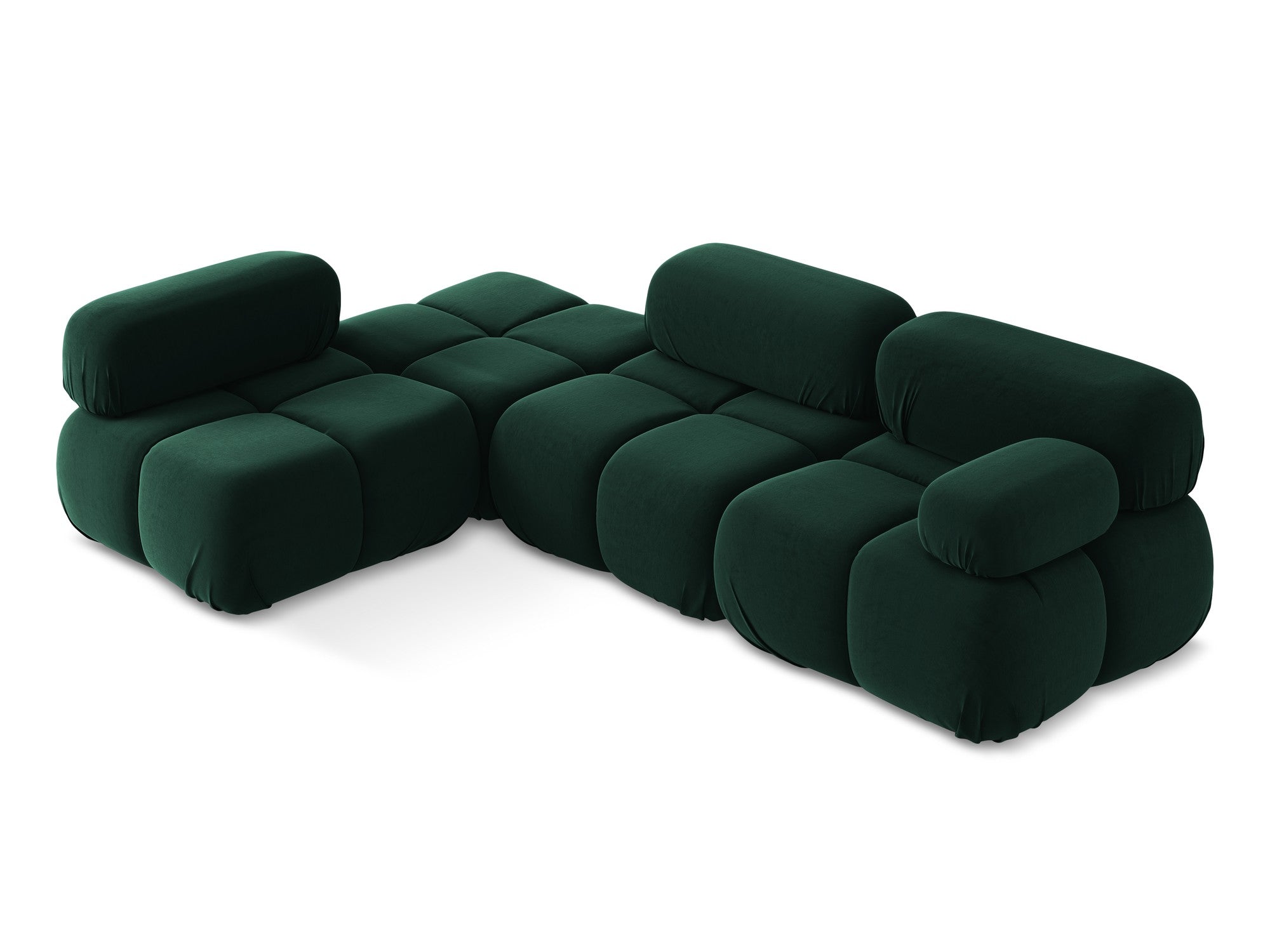 Modularer Samt-Ecksofa links LOKUA in Flaschengrün