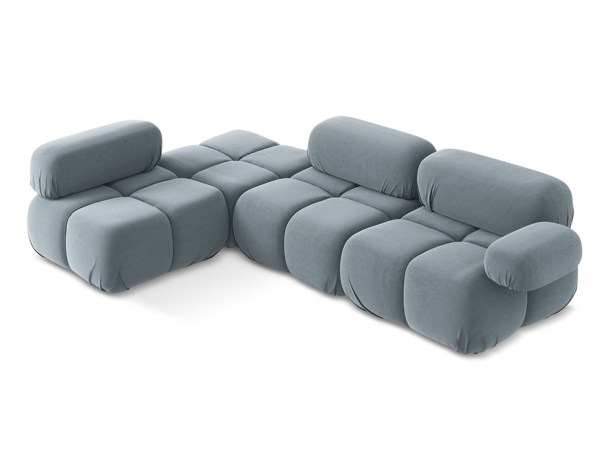 Left-sided modular velvet corner sofa LOKUA light blue