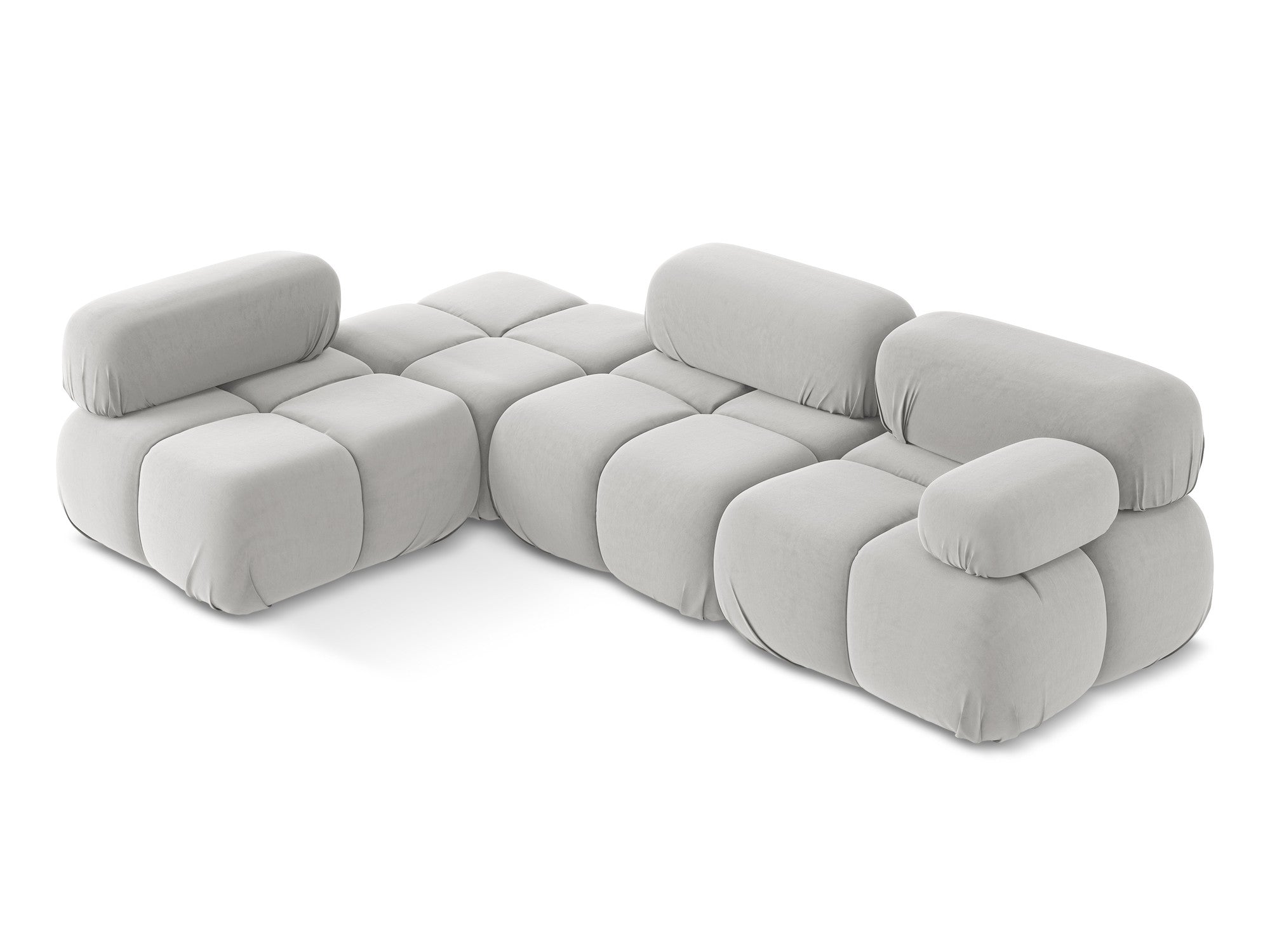 Silver left-sided velvet modular corner sofa LOKUA