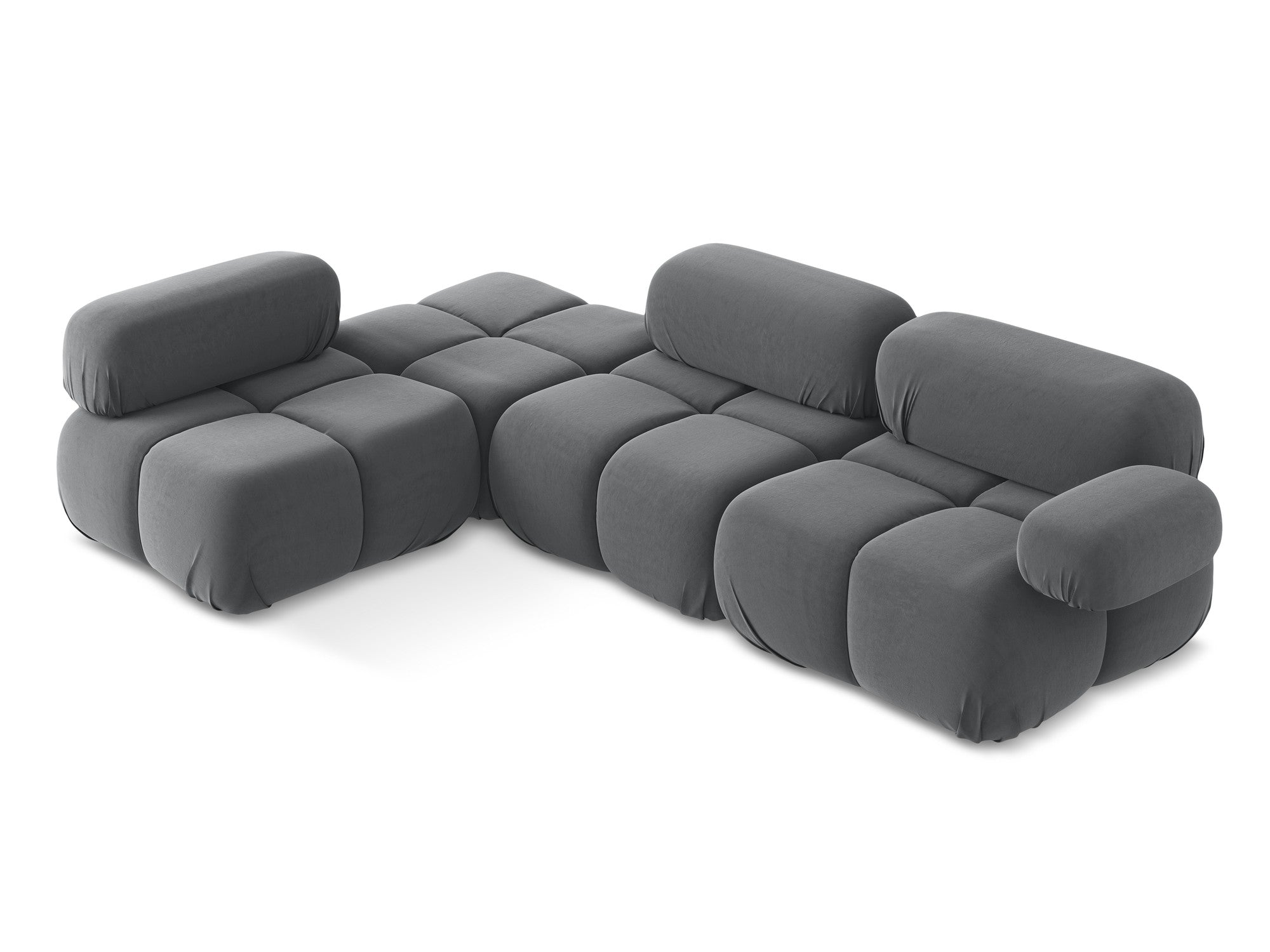 Left-sided modular velvet corner sofa LOKUA in steel gray