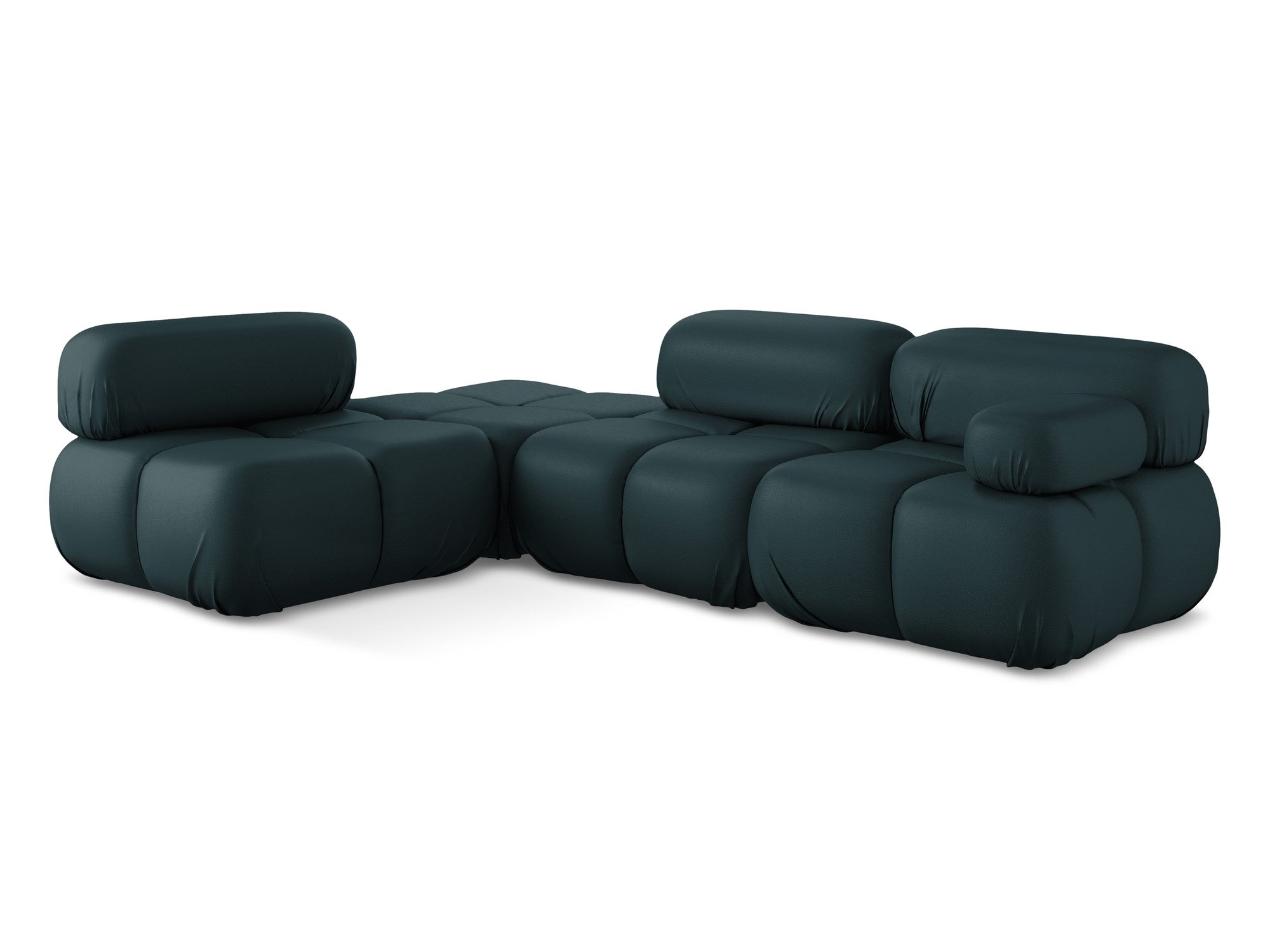 Left-sided modular corner sofa LOKUA in sea green eco-leather