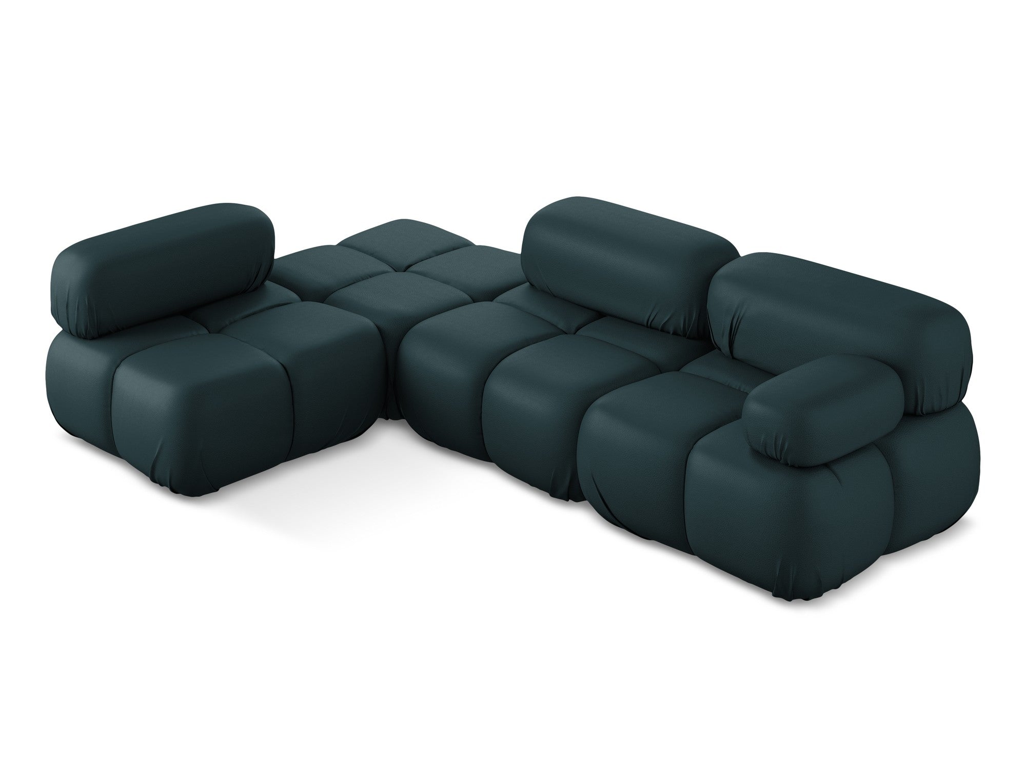 Left-sided modular corner sofa LOKUA in sea green eco-leather