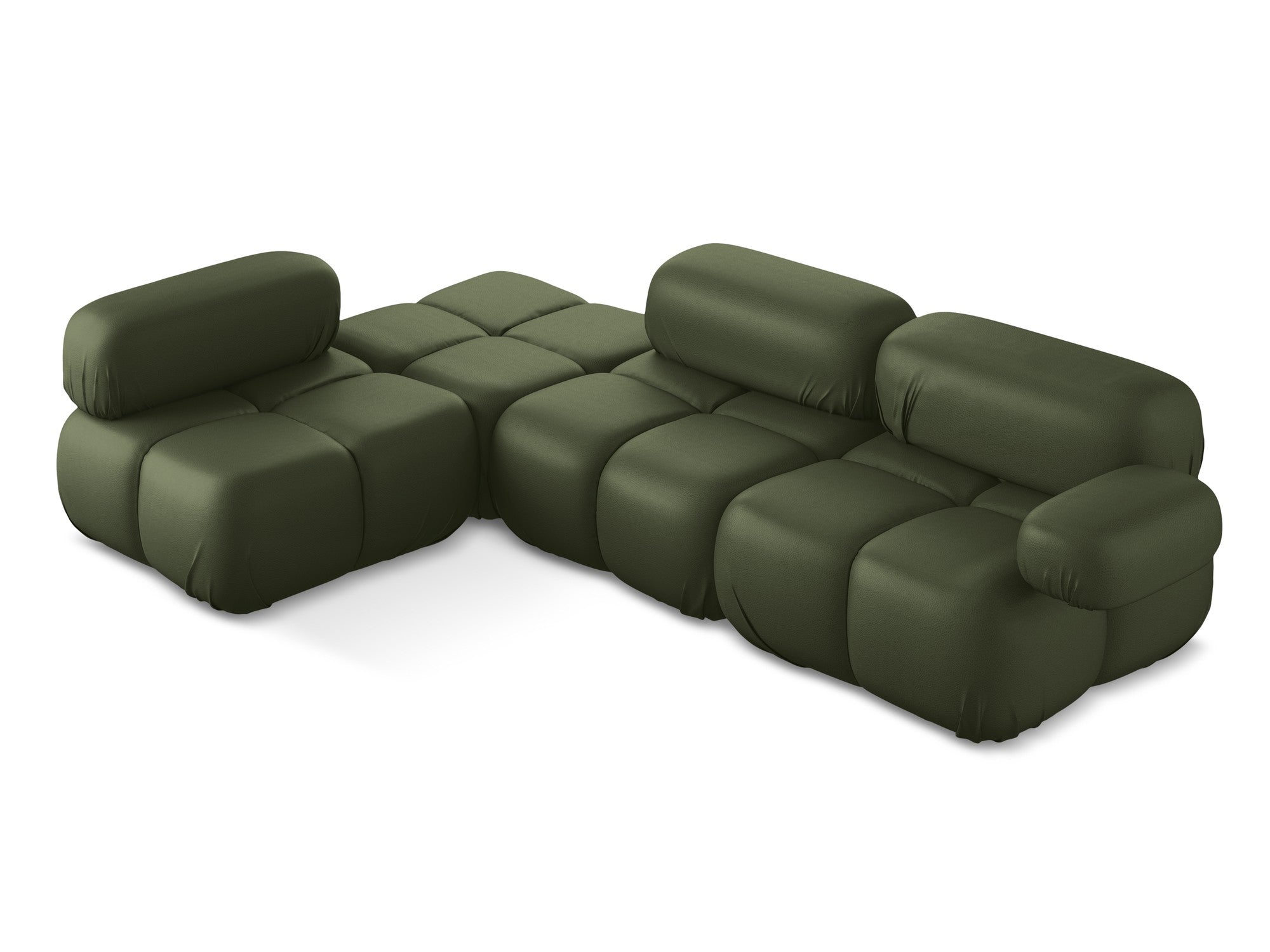 Left-sided modular corner sofa LOKUA dark green eco-leather