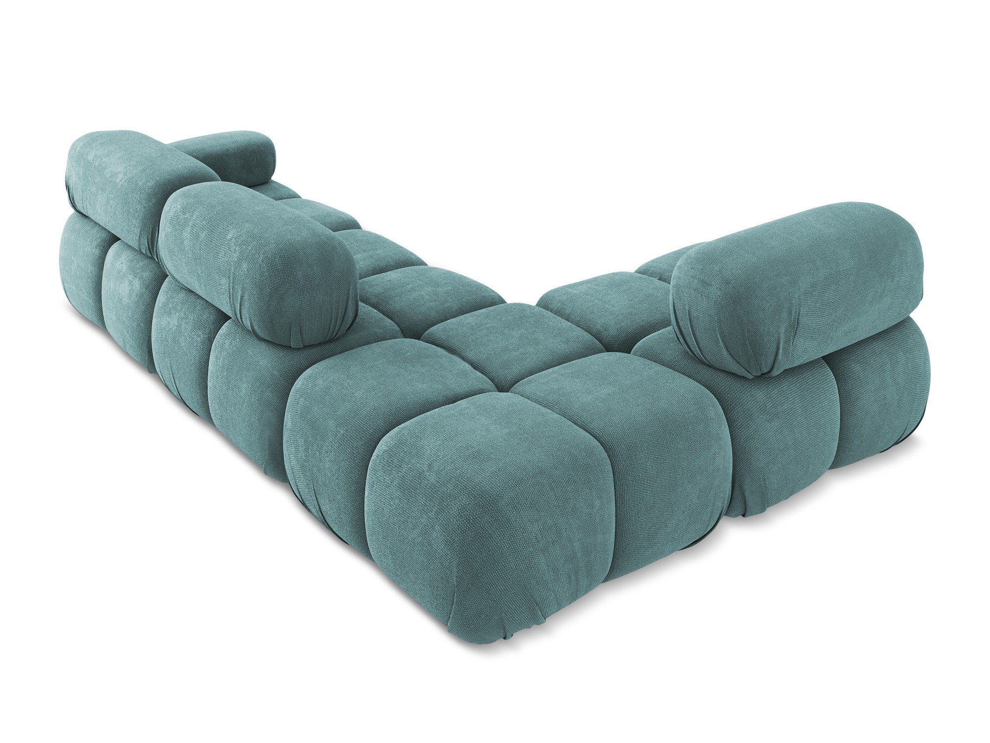 Modularer linksseitiger Ecksofa LOKUA in jeansblauem Chenille