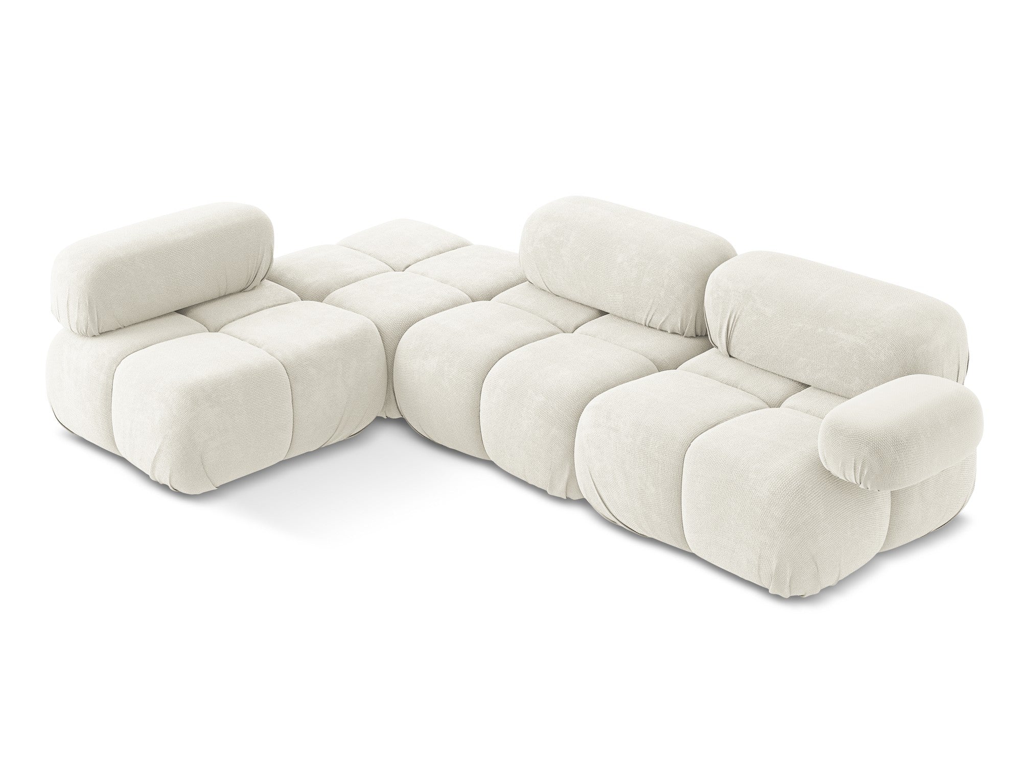 Modularer linksseitiger Ecksofa LOKUA in weißem Chenille