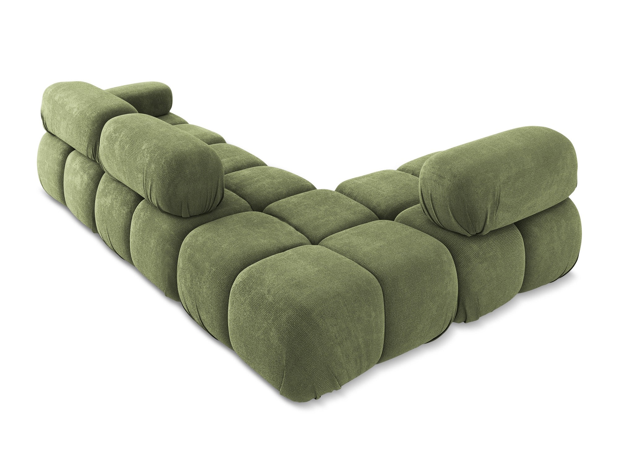 Modularer linksseitiger Ecksofa LOKUA in grünem Chenille