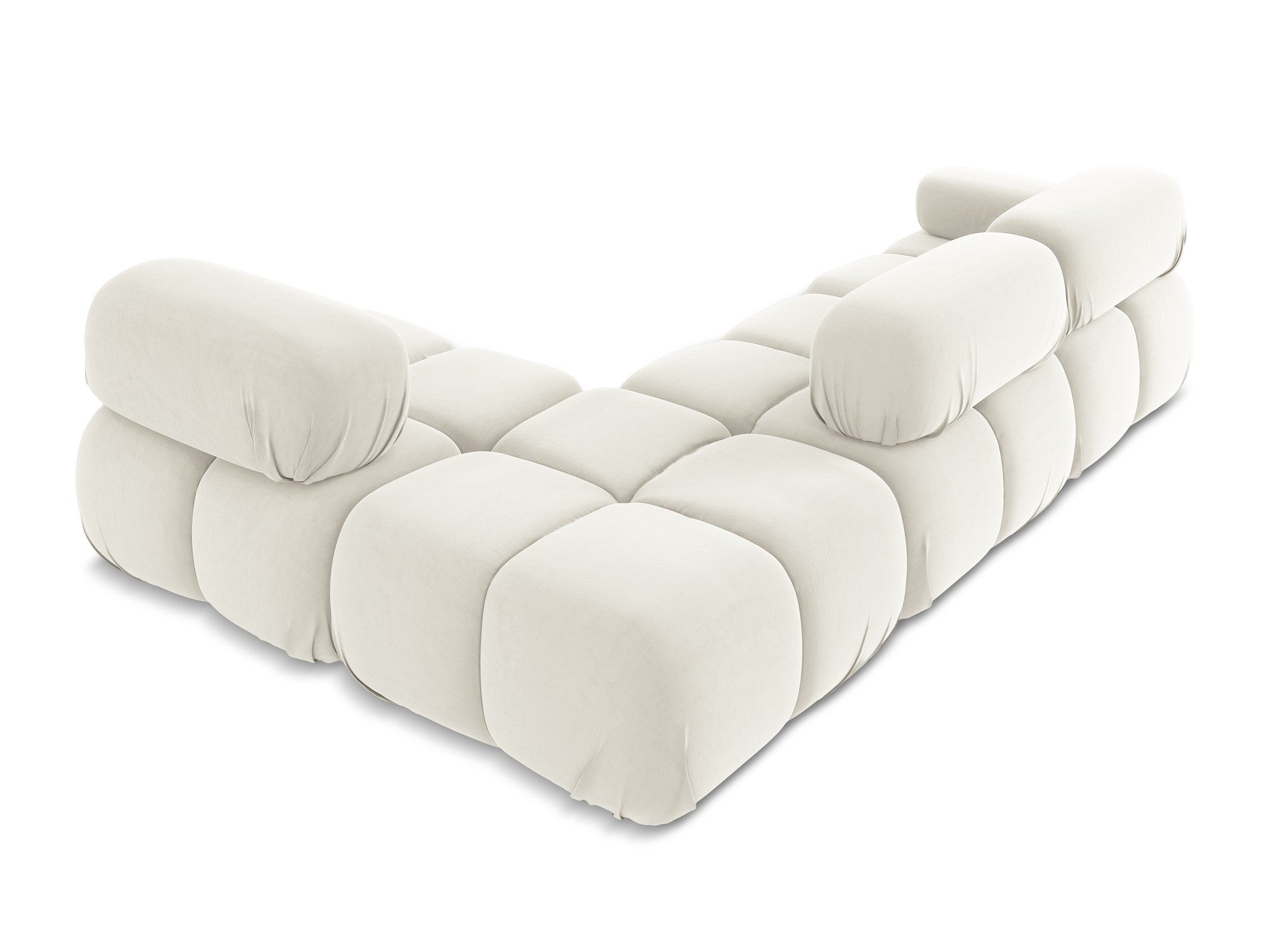 Right-facing velvet modular corner sofa LOKUA light beige