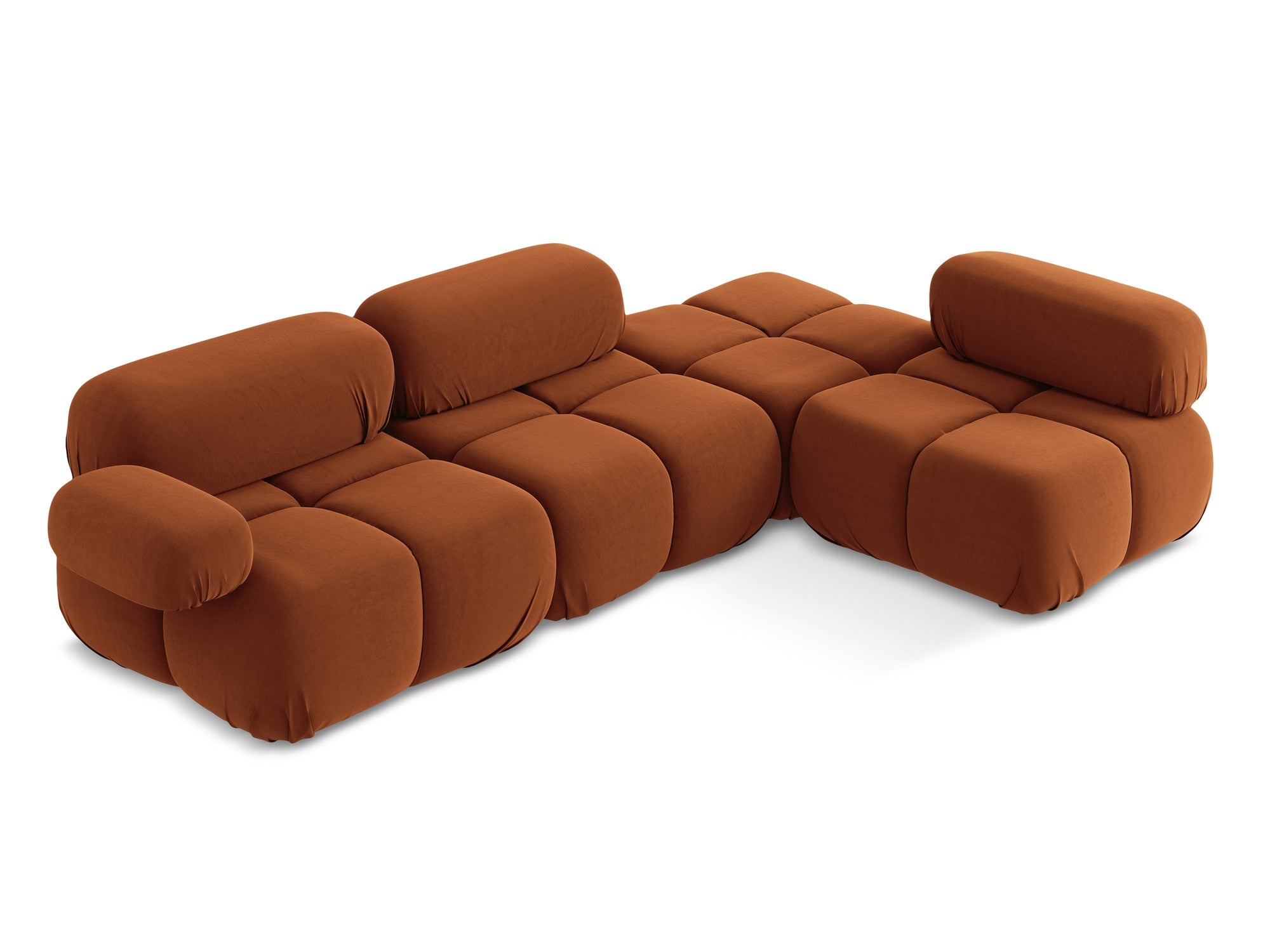 Modularer Samt-Ecksofa rechts LOKUA Terrakotta