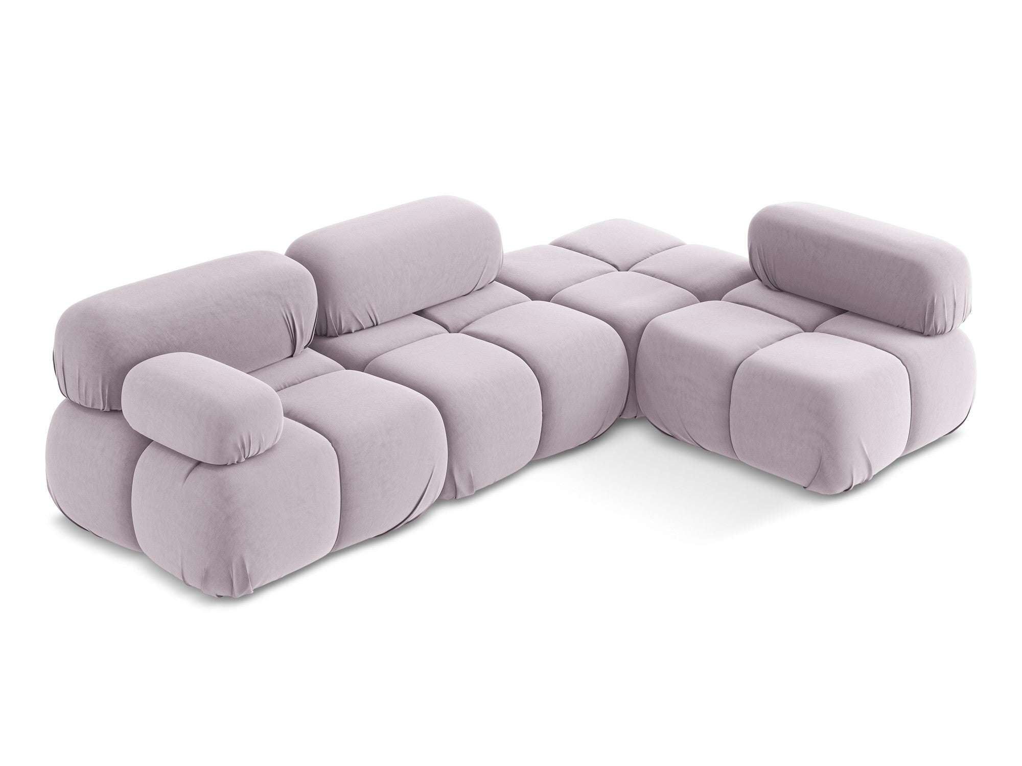 Right-facing modular velvet corner sofa LOKUA in lavender