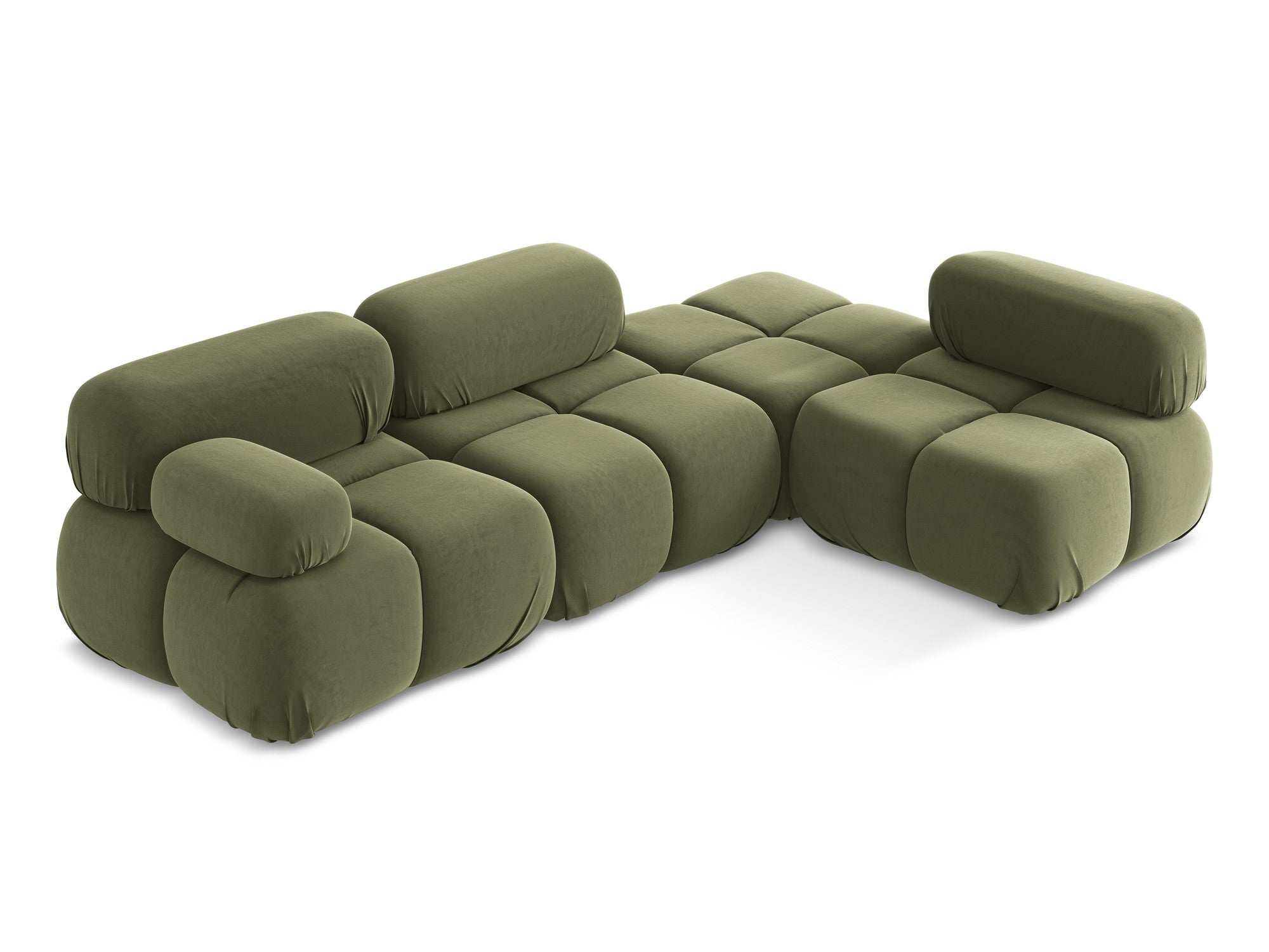 Modularer Samt-Ecksofa rechts LOKUA olivgrün