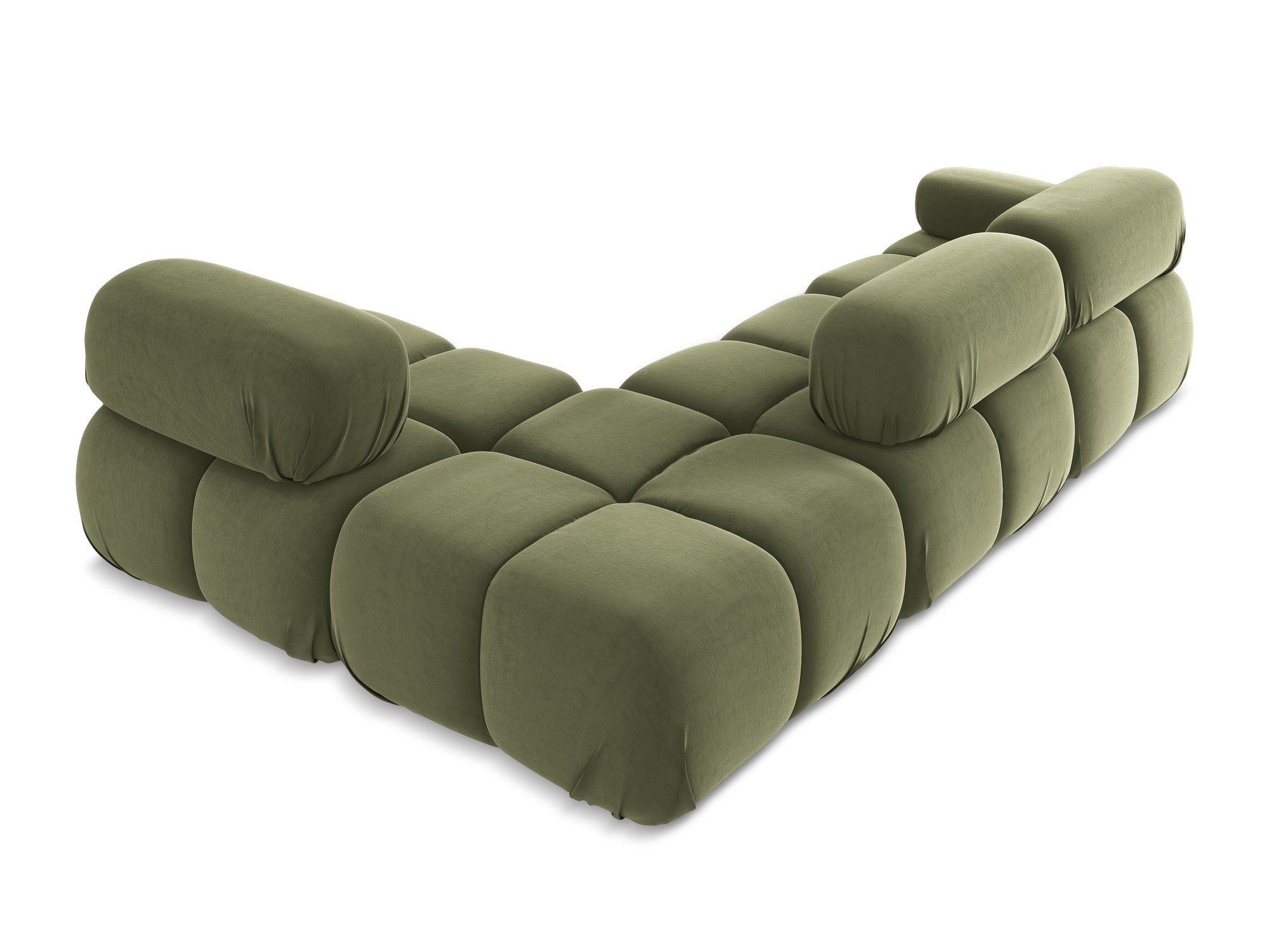 Modularer Samt-Ecksofa rechts LOKUA olivgrün