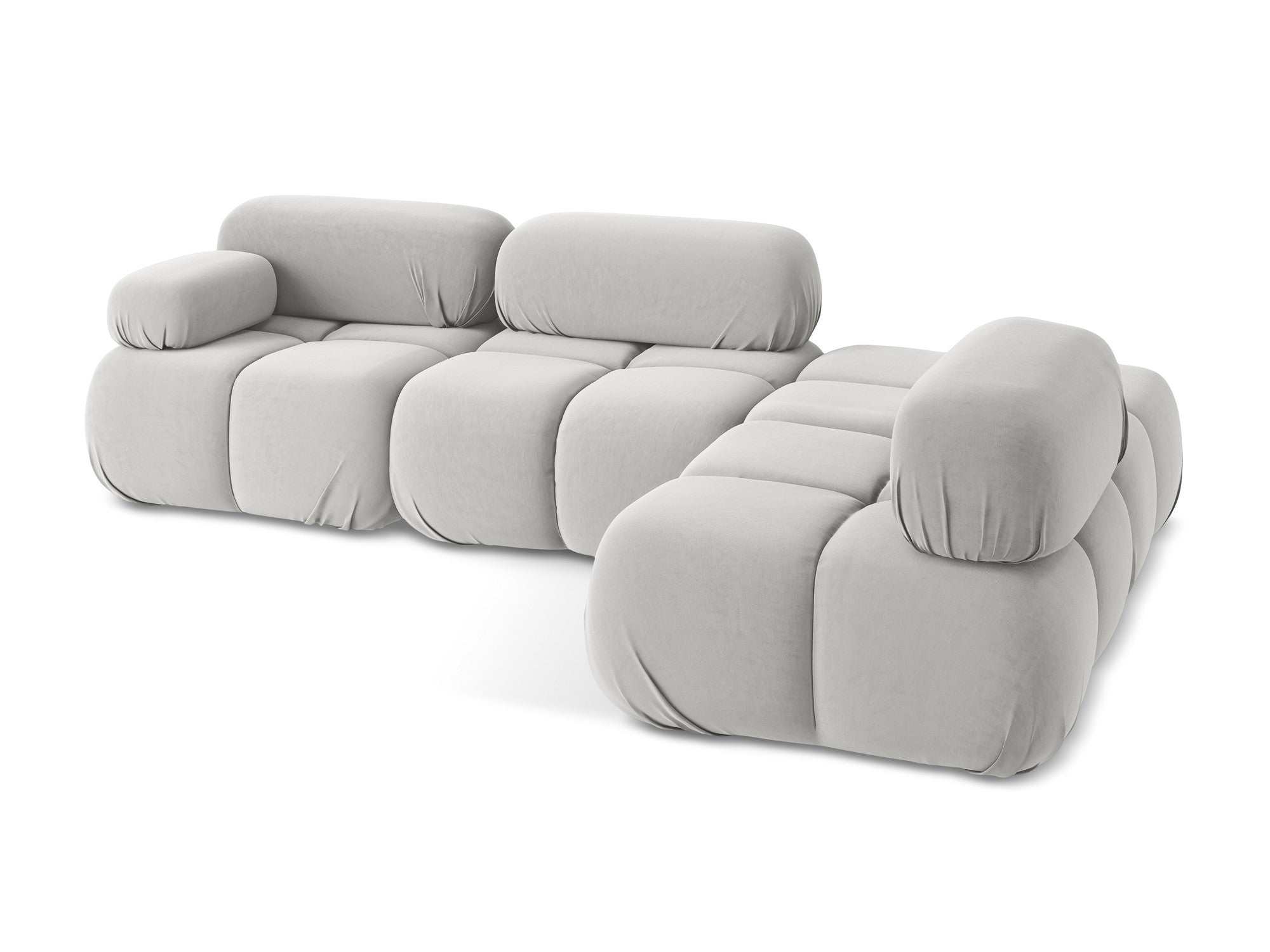 Silver right-sided velvet modular corner sofa LOKUA
