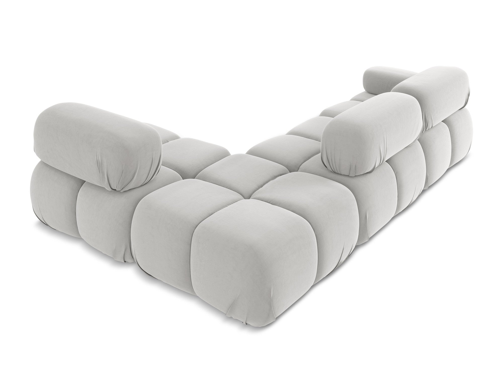 Silver right-sided velvet modular corner sofa LOKUA