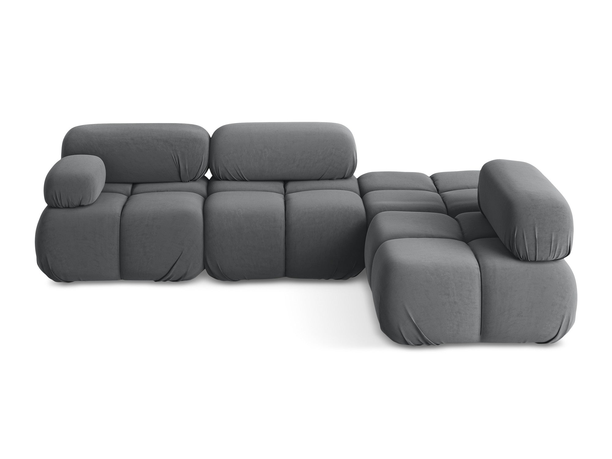 Right-facing modular velvet corner sofa LOKUA in steel gray