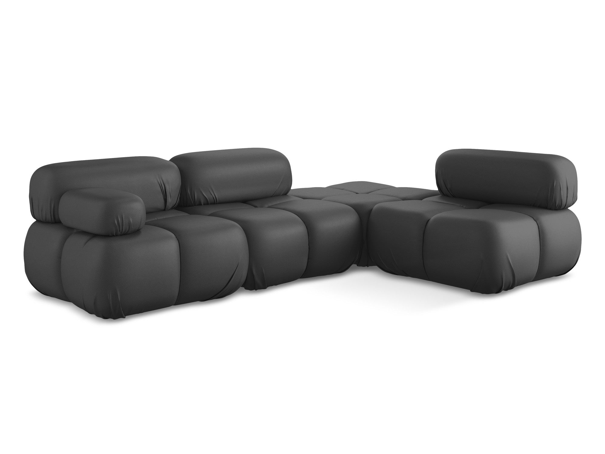 Right-sided modular corner sofa LOKUA in gray eco-leather