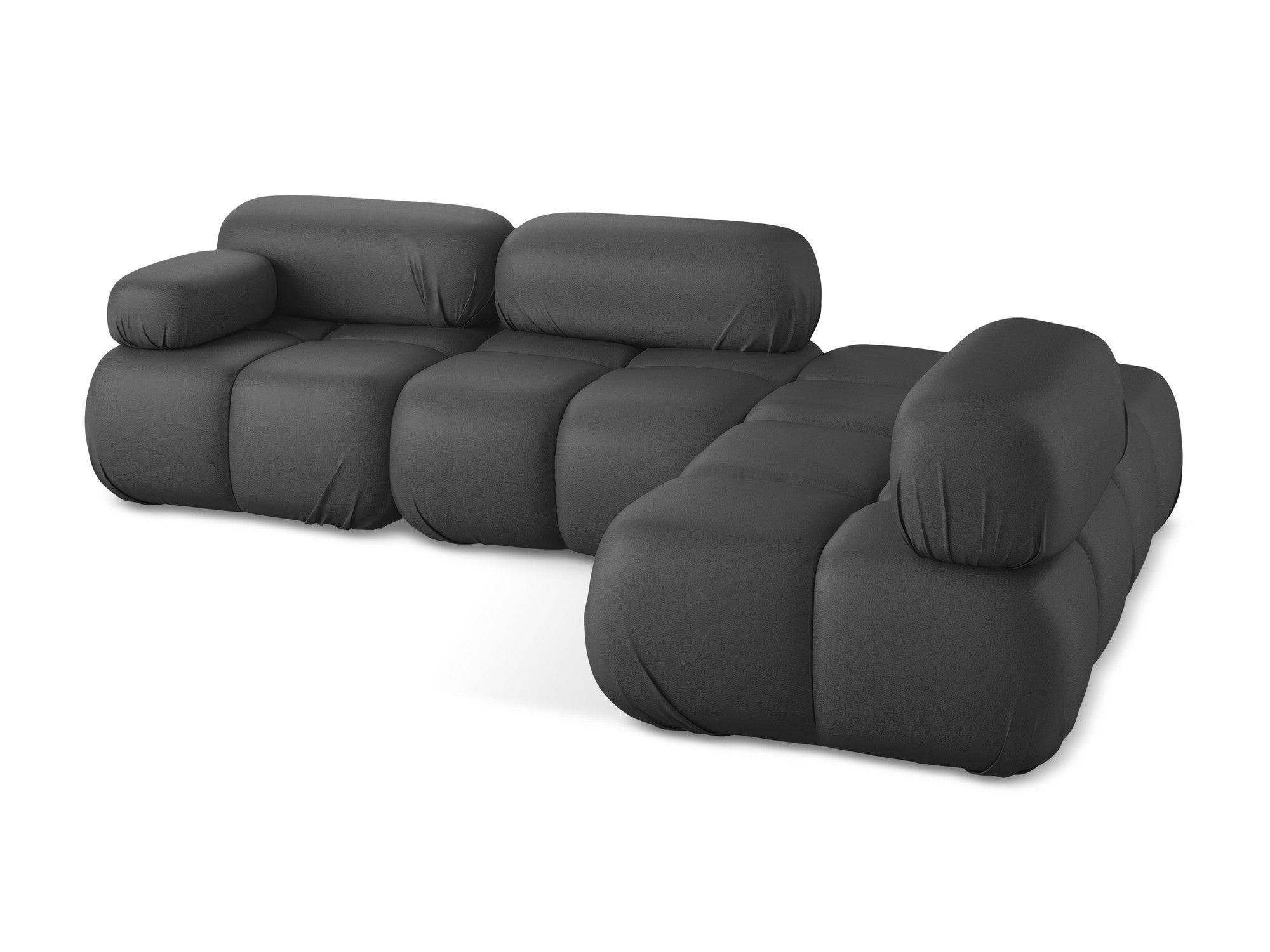 Right-sided modular corner sofa LOKUA in gray eco-leather