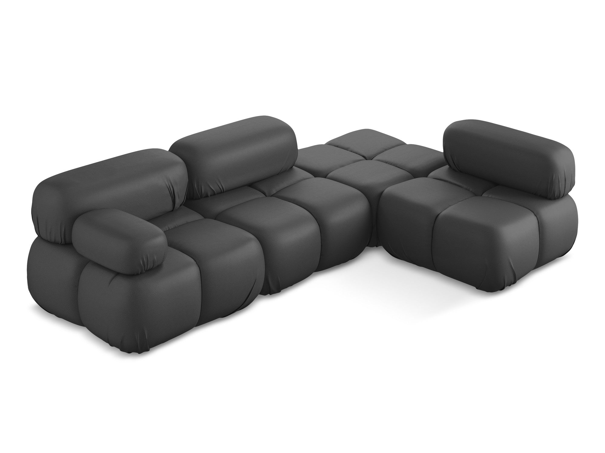 Right-sided modular corner sofa LOKUA in gray eco-leather