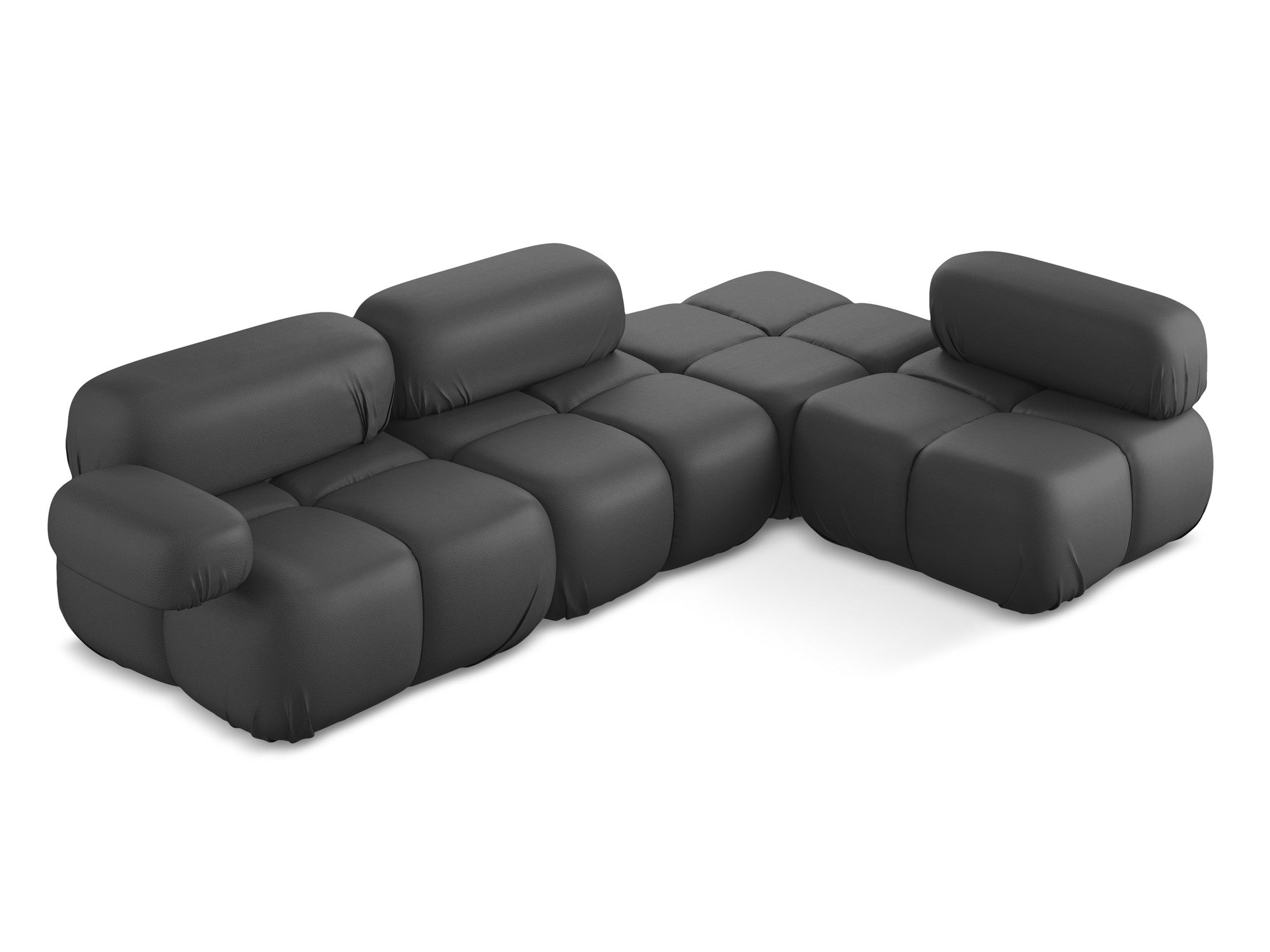Right-sided modular corner sofa LOKUA in gray eco-leather