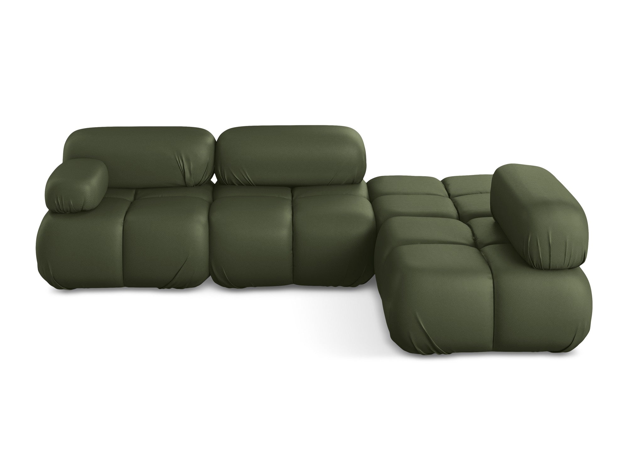 Right-facing modular corner sofa LOKUA dark green faux leather