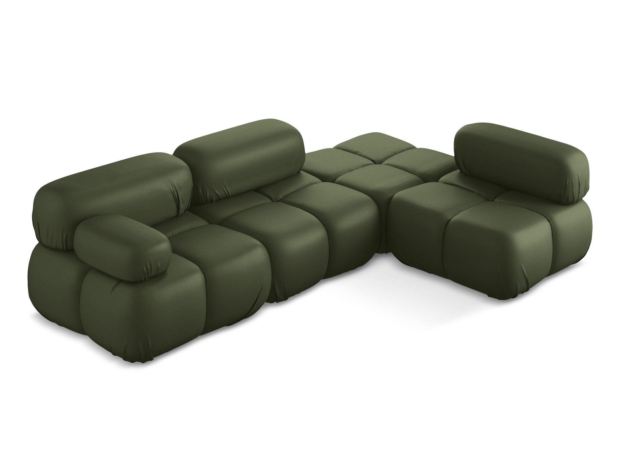 Right-facing modular corner sofa LOKUA dark green faux leather