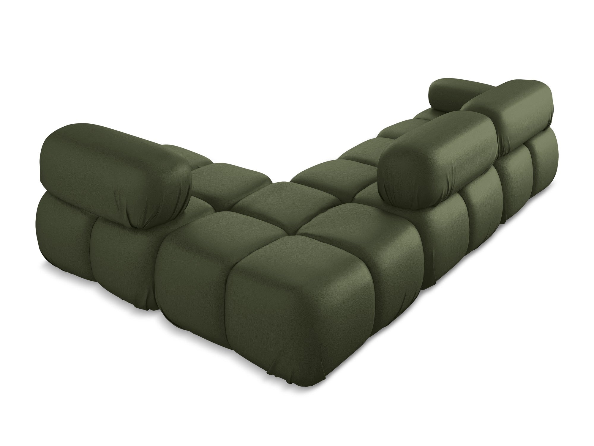 Right-facing modular corner sofa LOKUA dark green faux leather