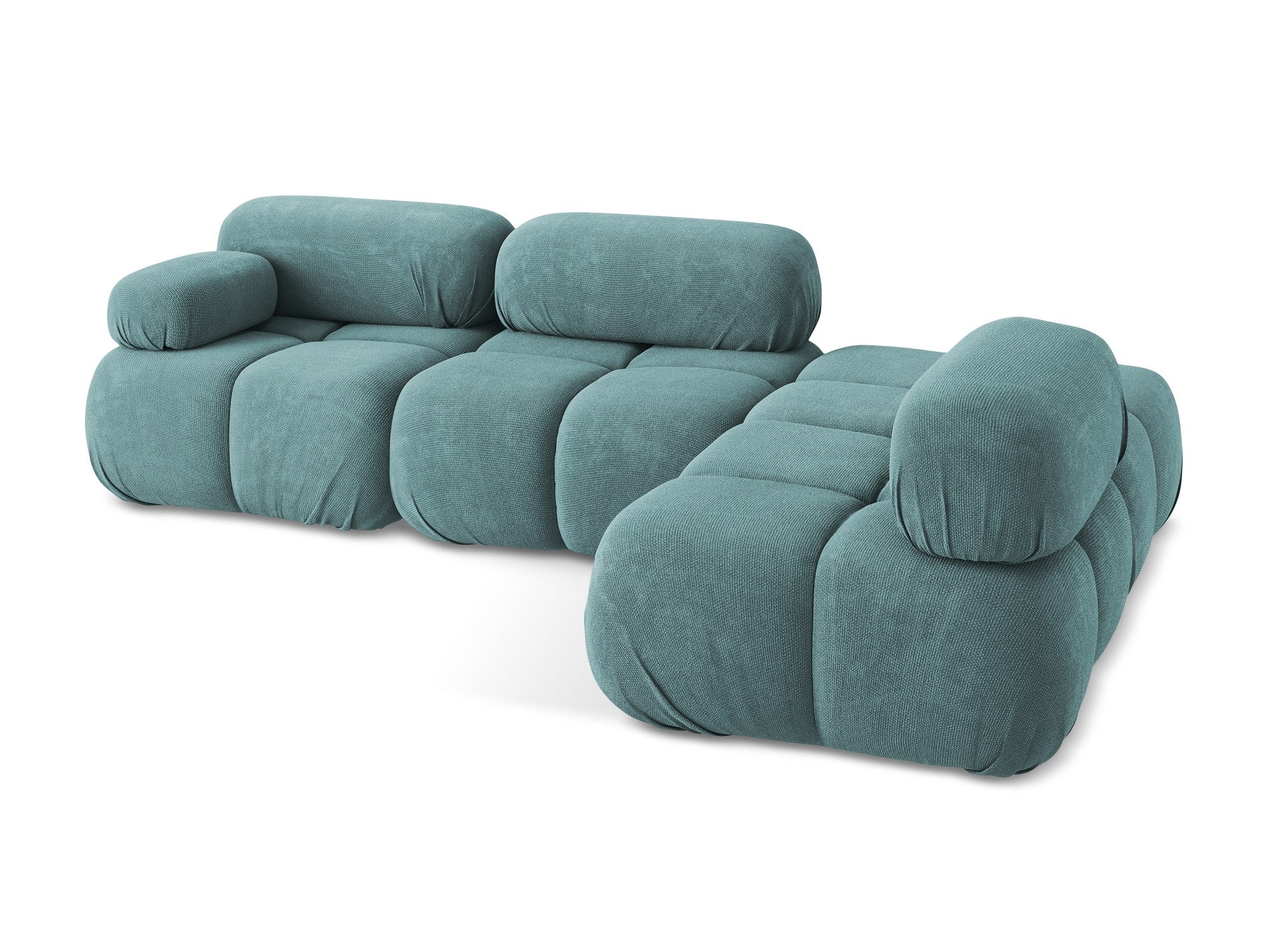 Rechtsseitige modulare Eckcouch LOKUA in jeansblauem Chenille