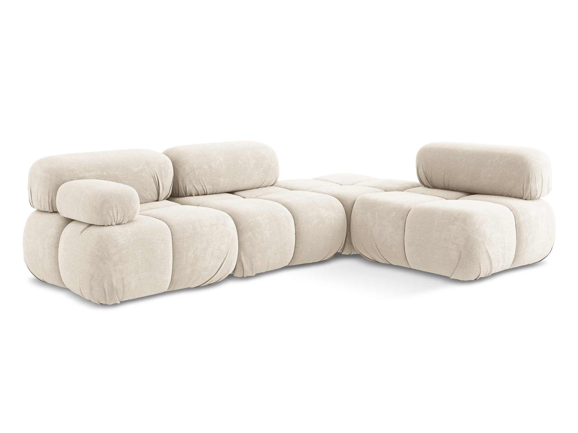 Rechtsseitige modulare Eckcouch LOKUA hellbeige Chenille
