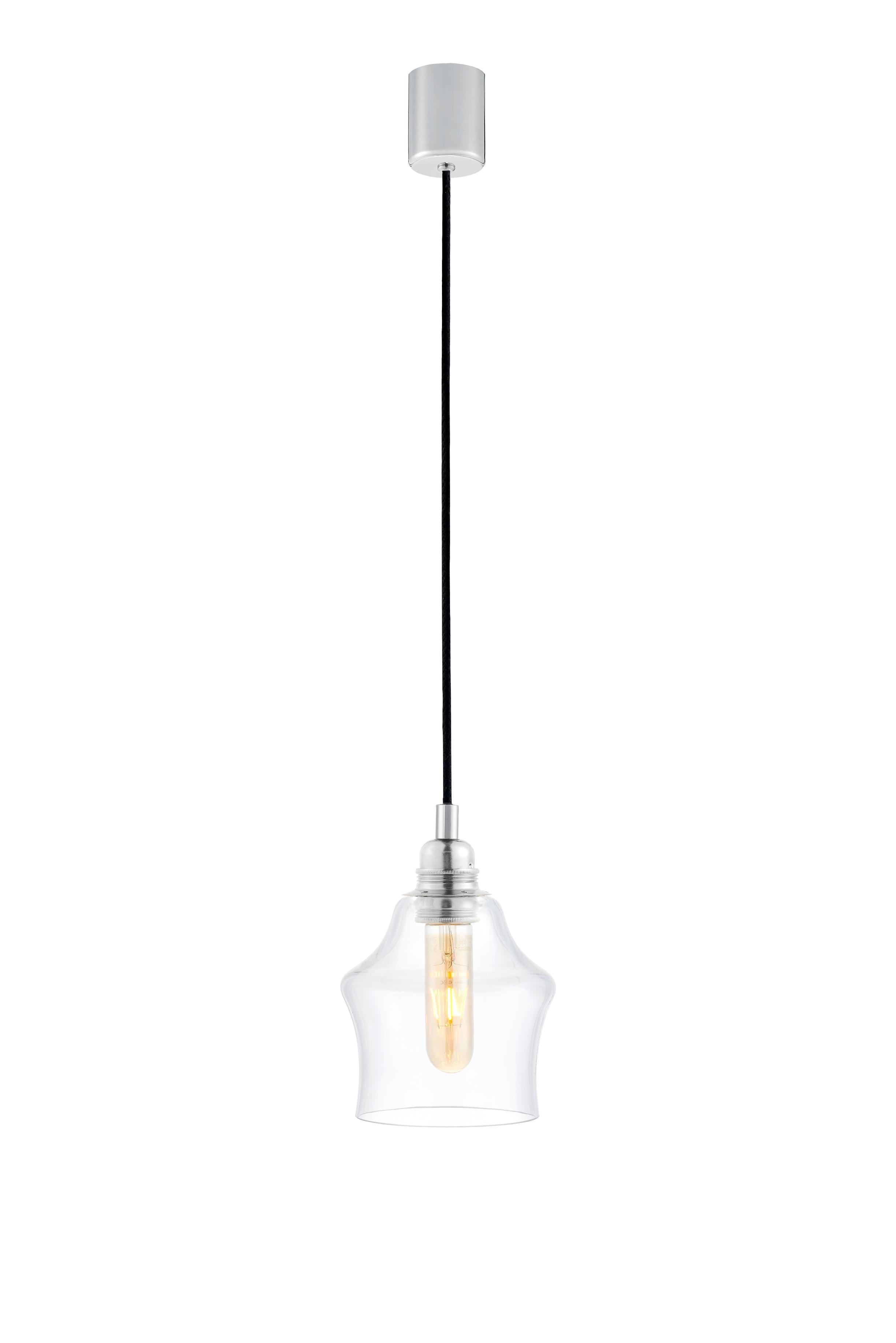 Pendelleuchte LONGIS II transparent mit glänzendem Chrom