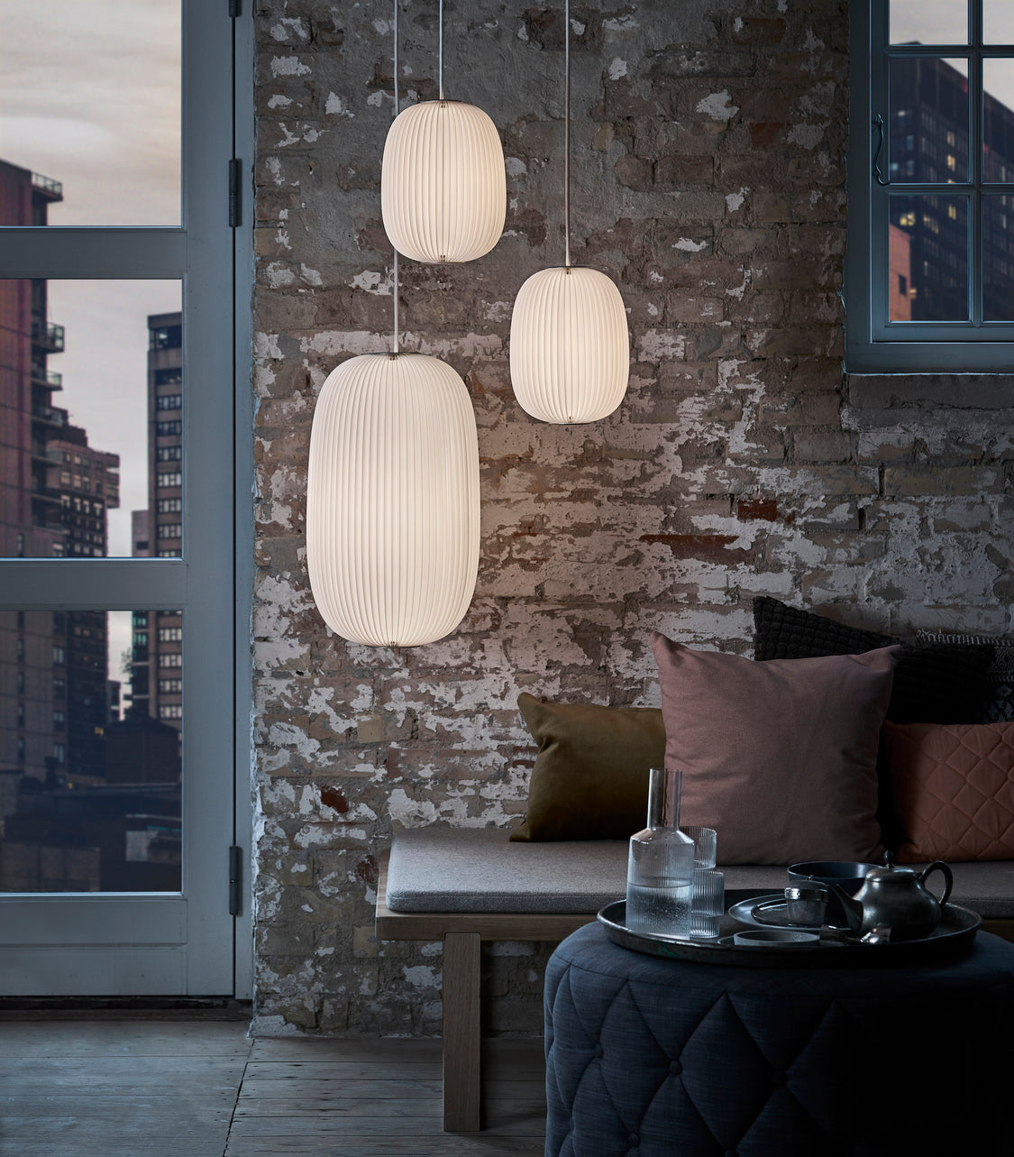 Hanging Lamp MODEL 133 LAMELLA 2 white with silver finish