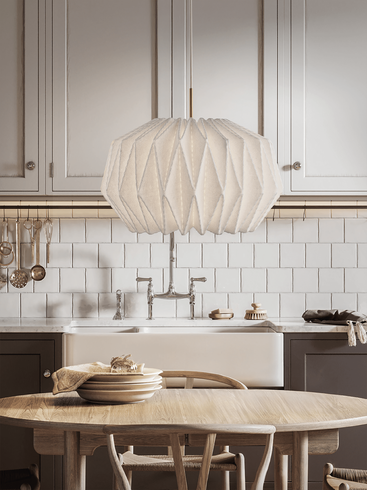 Pendelleuchte MODELL 164 SANFT FALTEN weiß