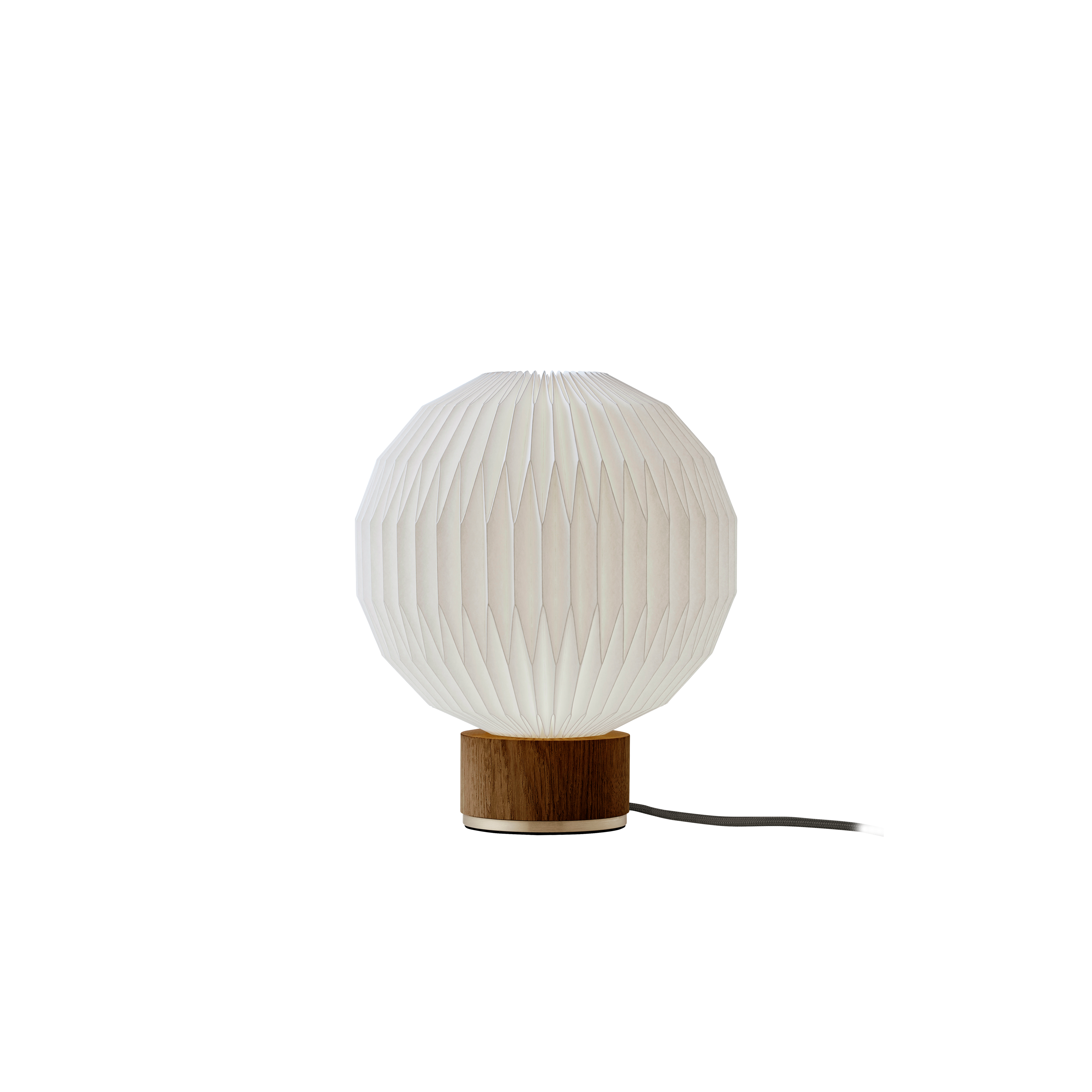 Tischlampe MODEL 375 weiß mit rauchigem Eichenfuß
